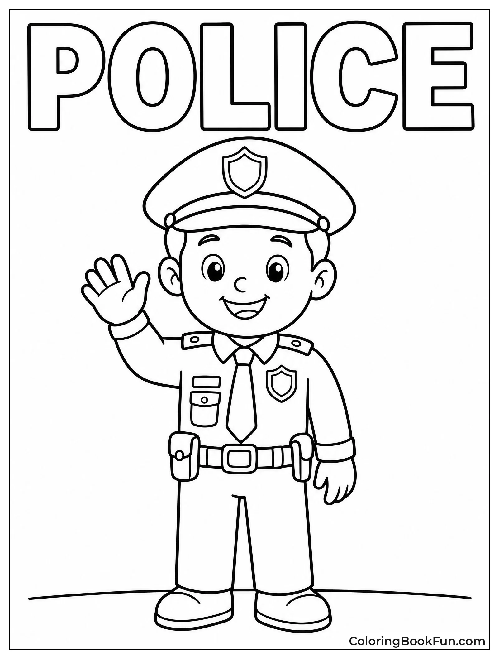 Friendly Officer Waves Hello