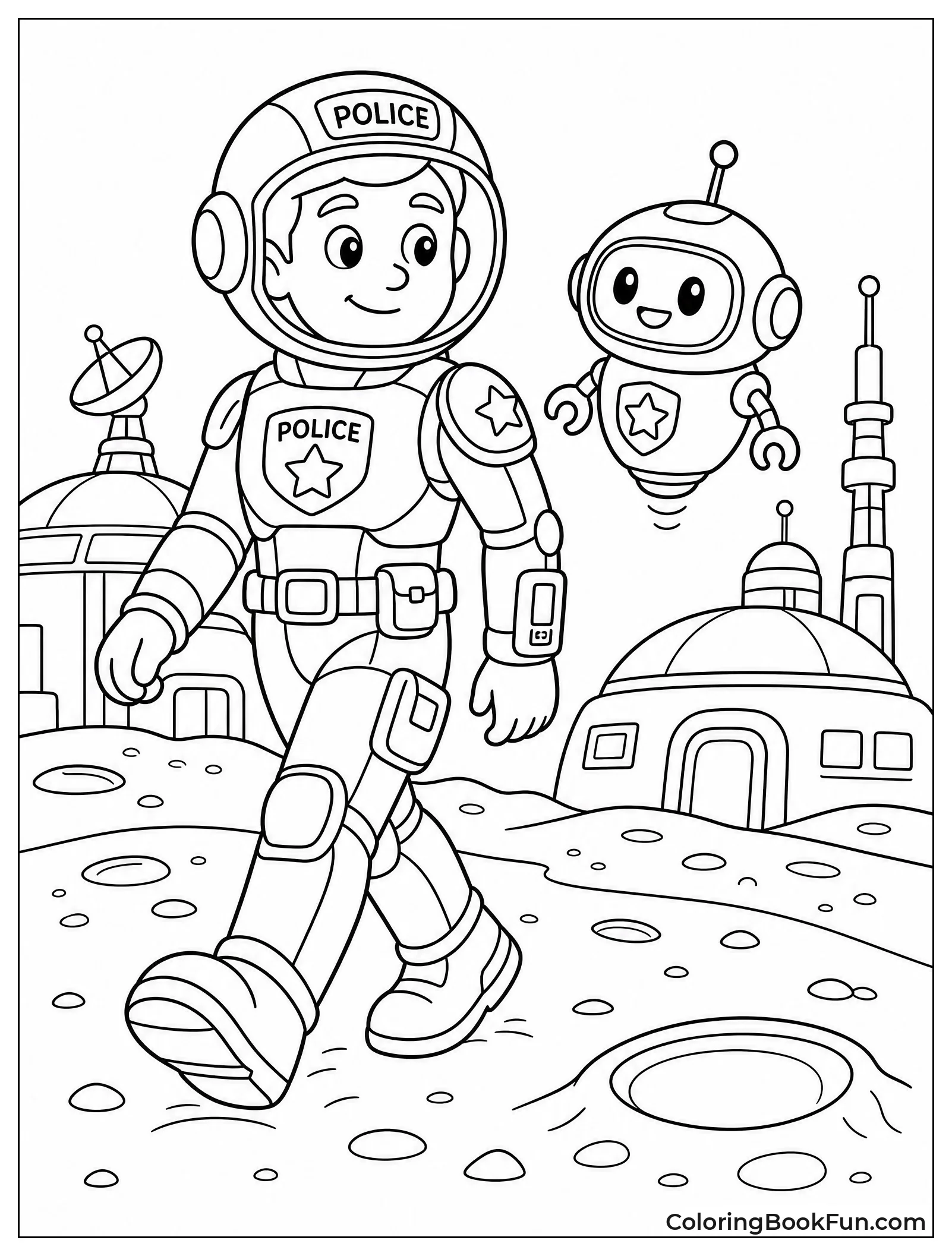 Space Officer Guards Moon Base