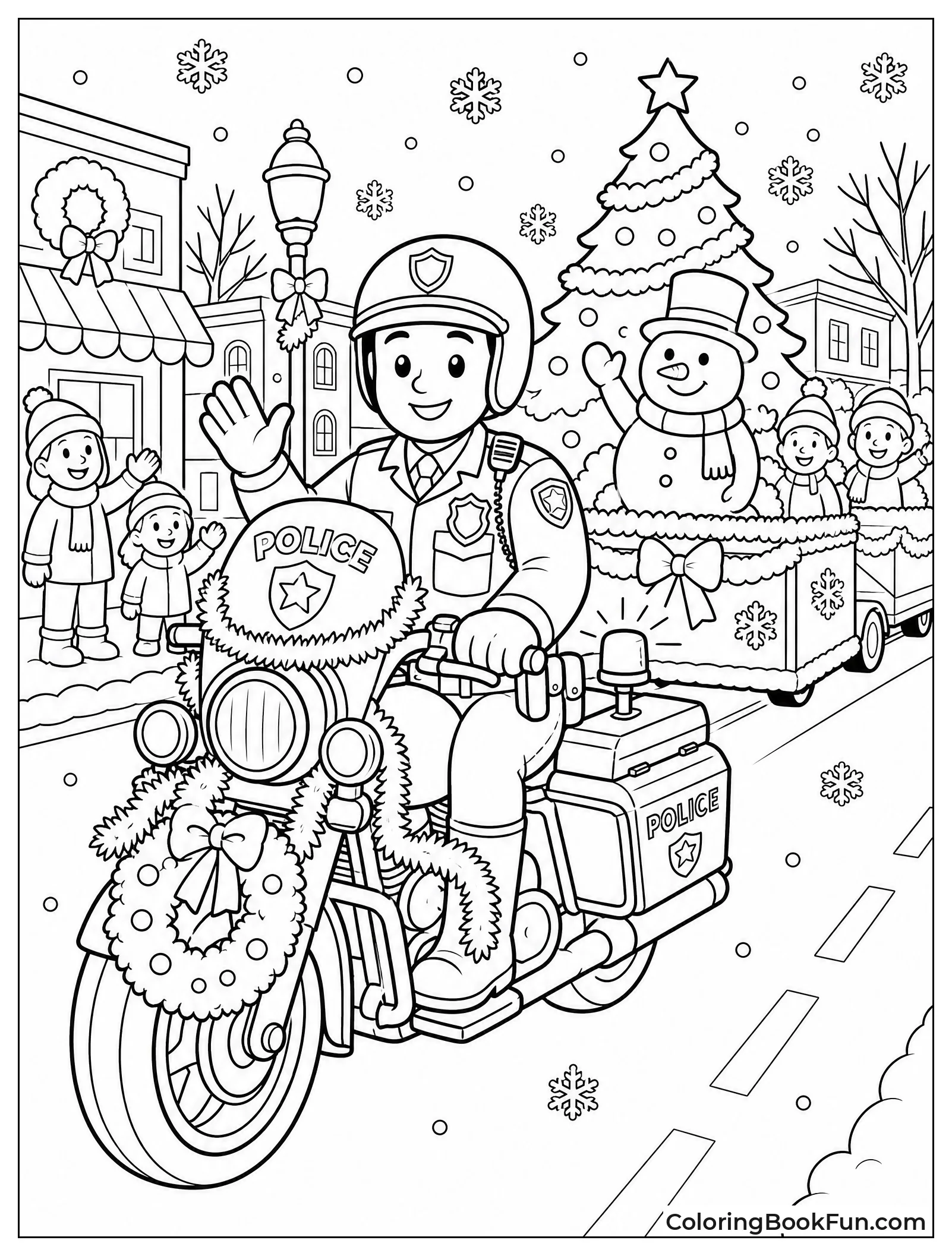 Motorcycle Leads Snowy Parade