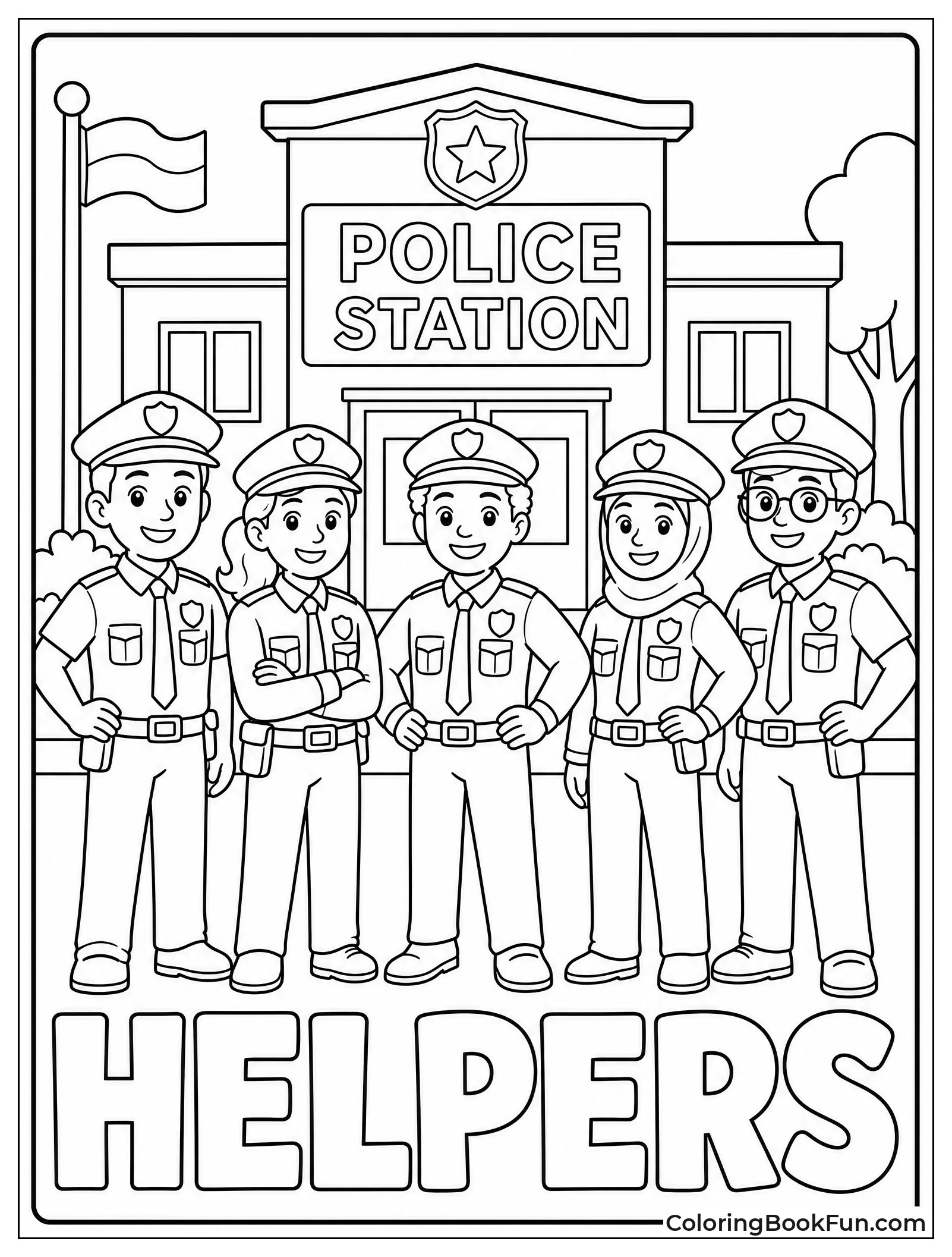 Officers Stand at Station