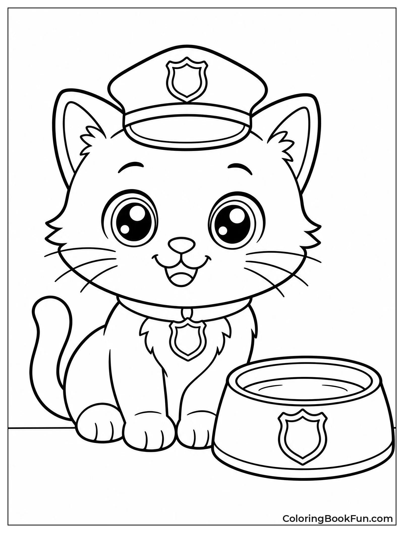 Kawaii Kitty Wears Police Hat