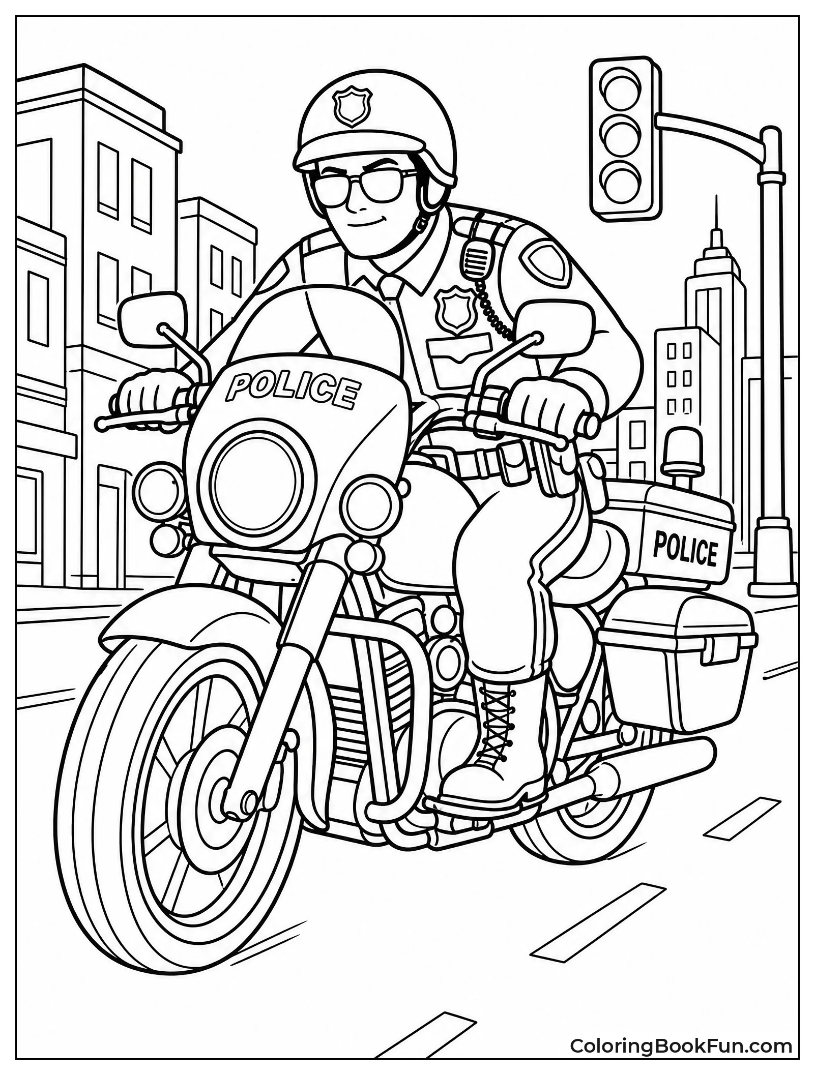 Officer Zooms on Motorcycle