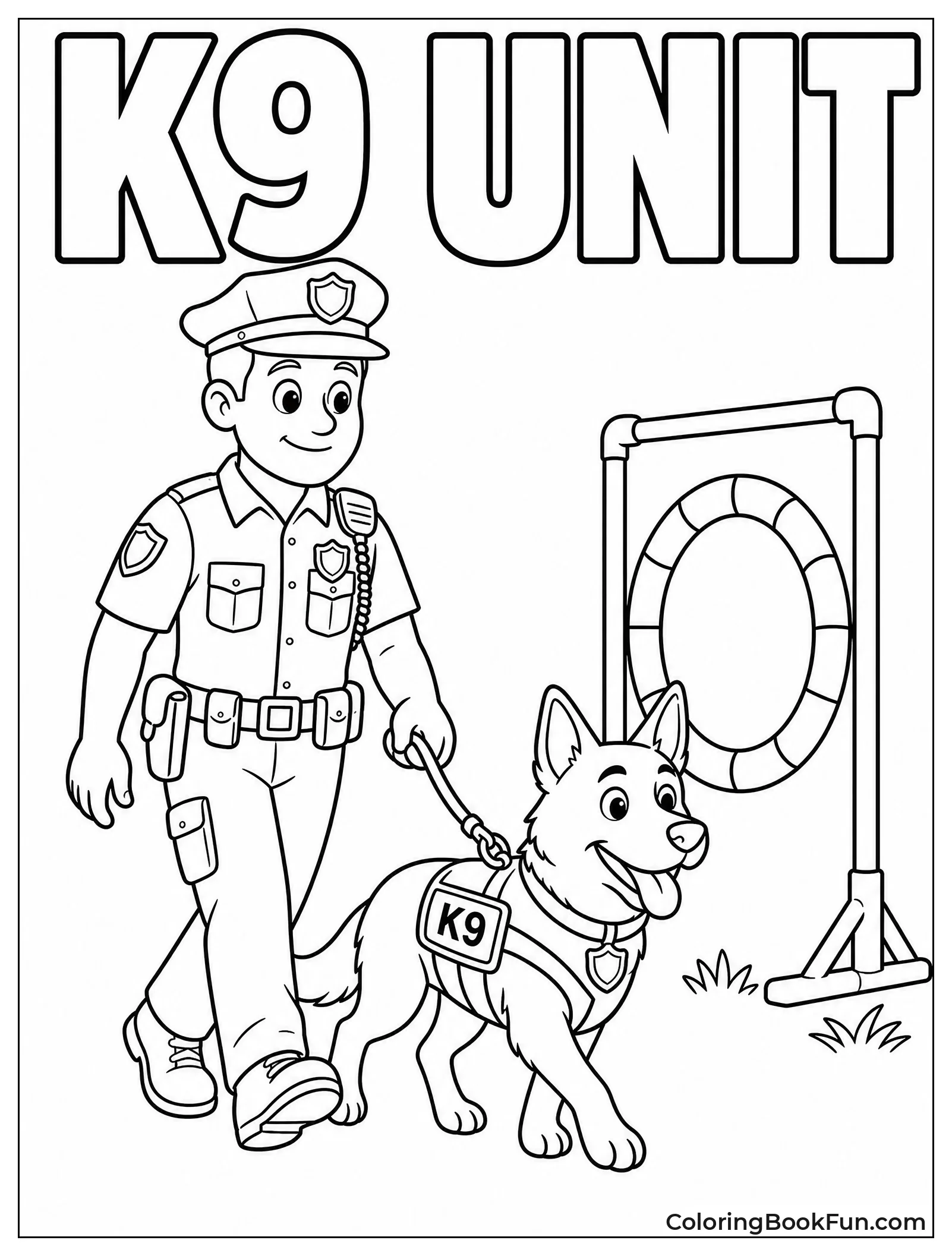 Officer Walks with K9 Dog