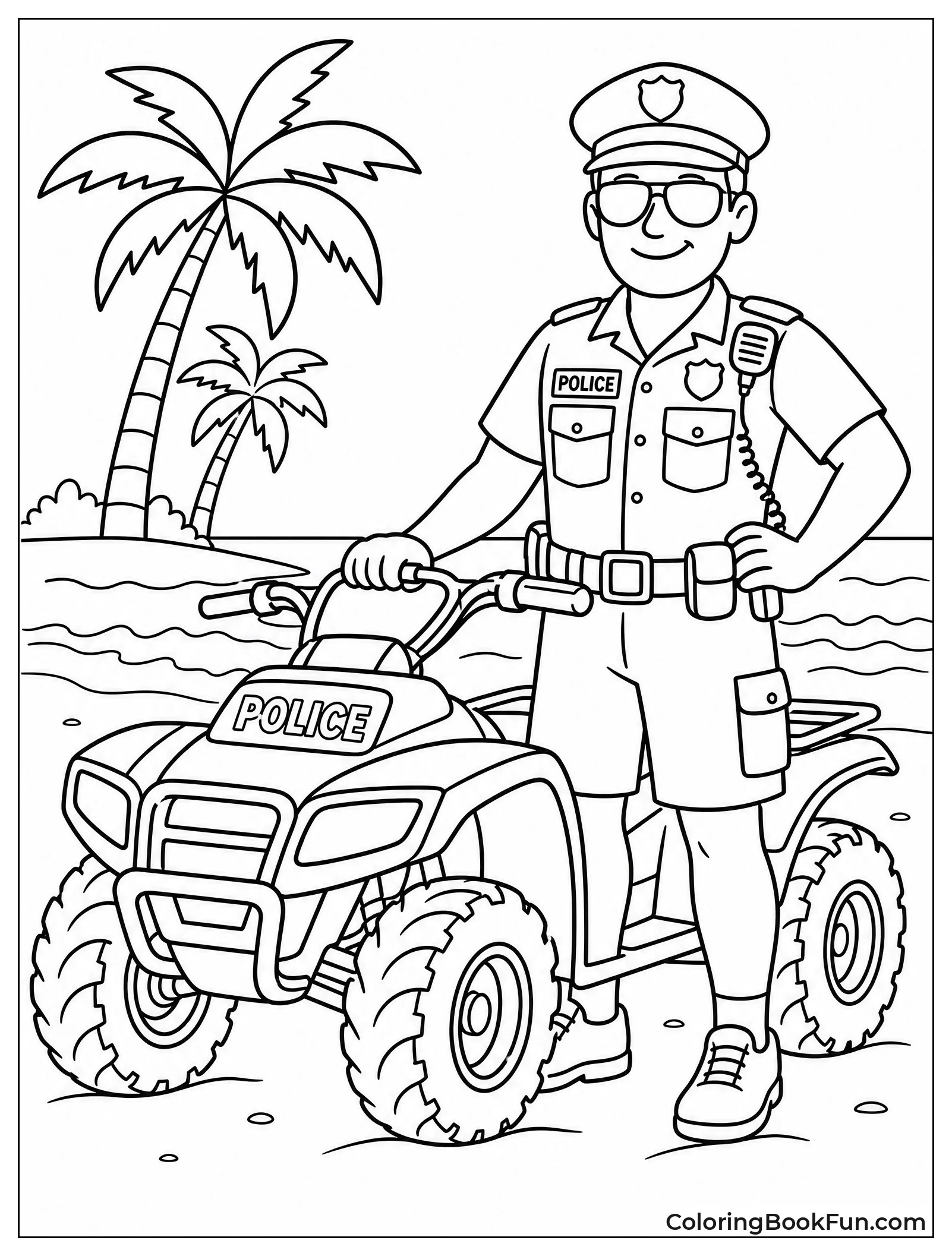 Officer Rides Atv on Beach