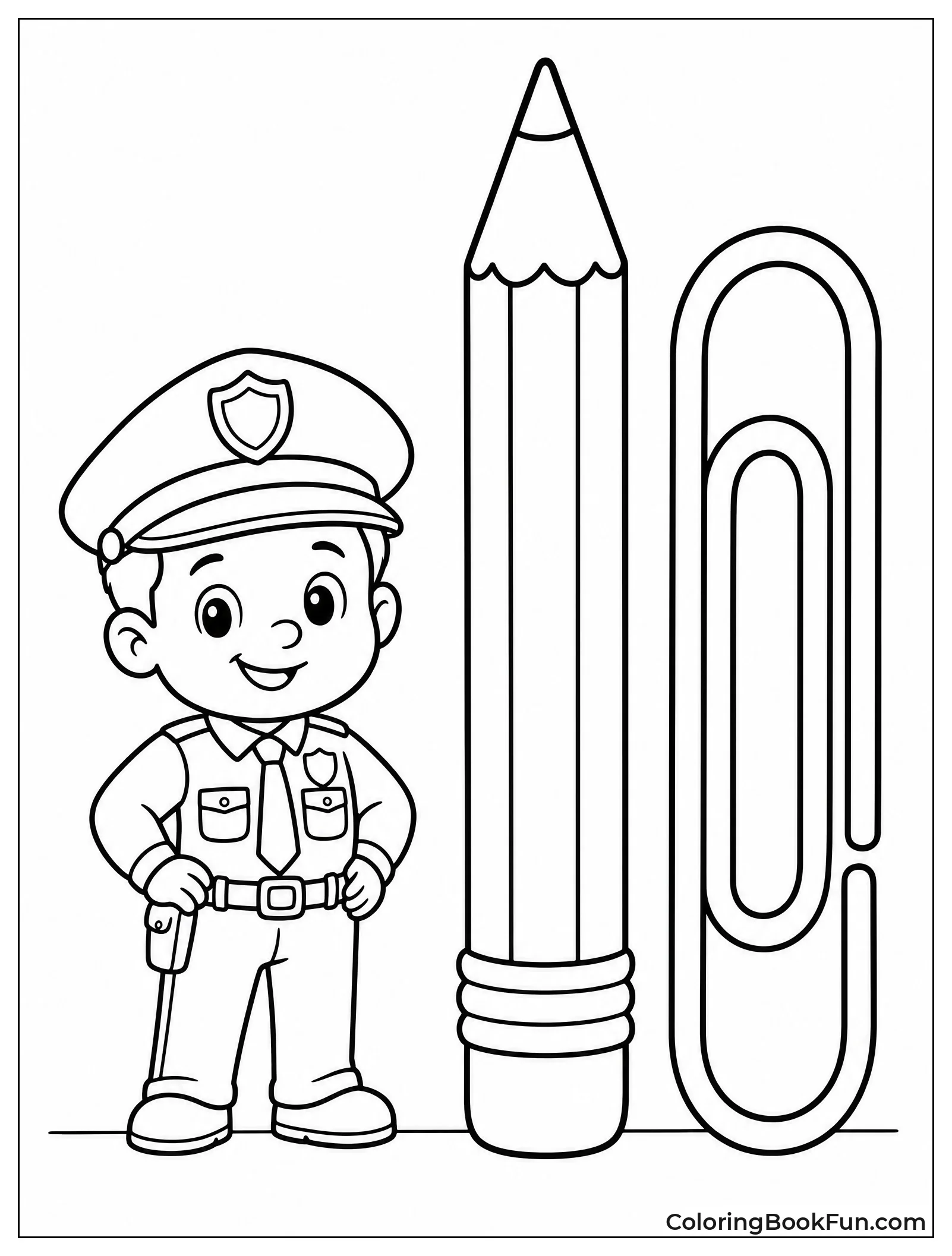 Tiny Officer Next to Pencil