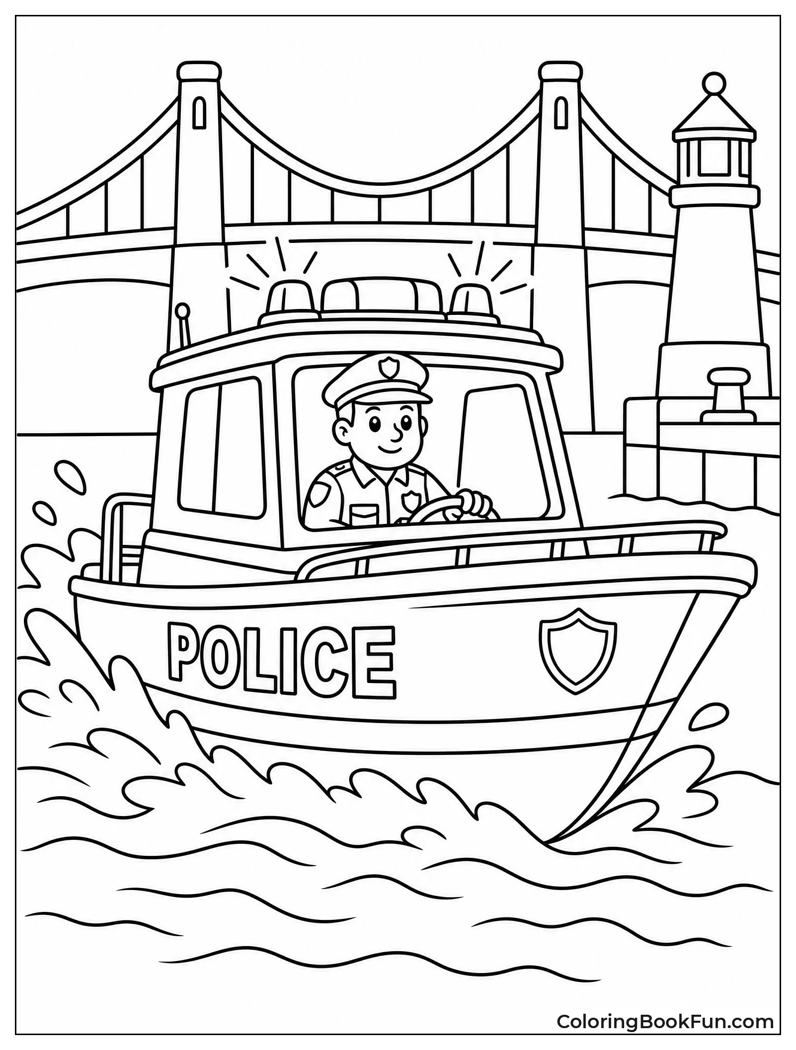 Police Boat Speeds Through Water