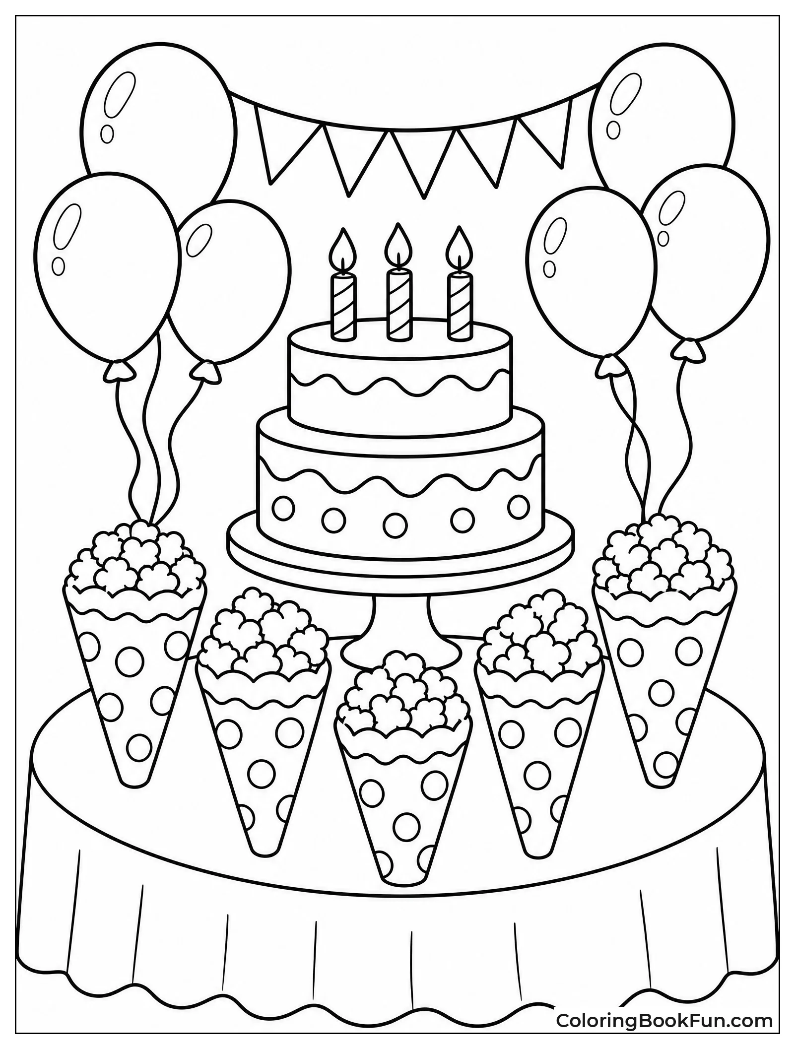 Colorful Popcorn Cones at Party