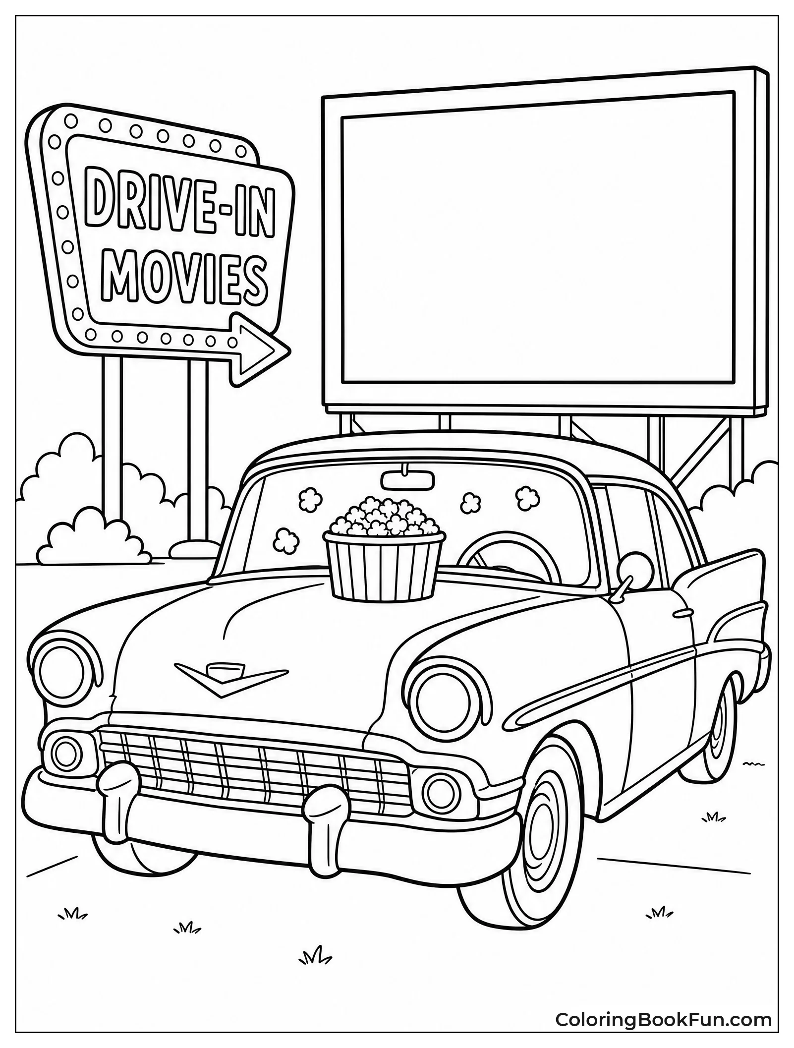 Vintage Car at Drive-In