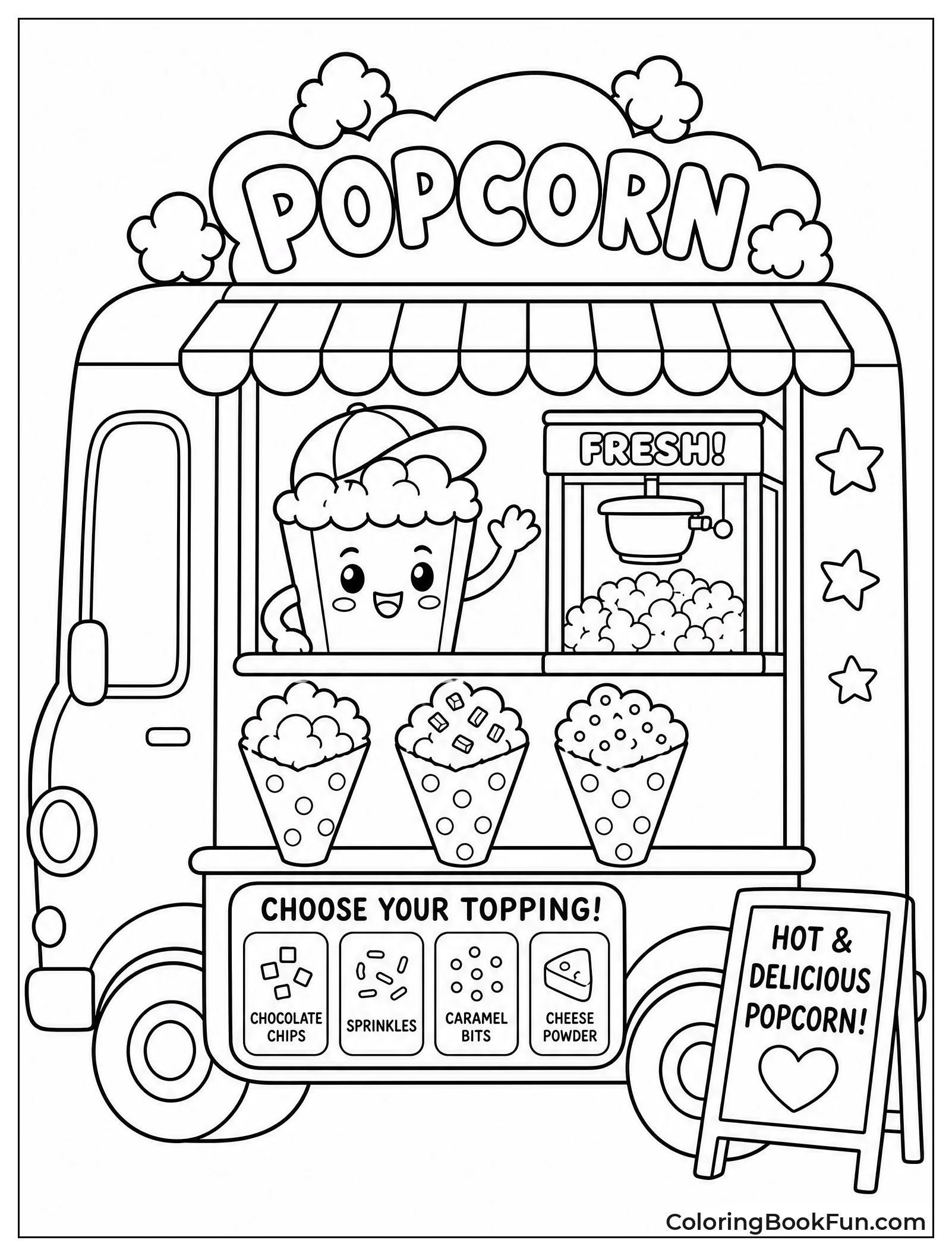 Food Truck Serving Popcorn Cones