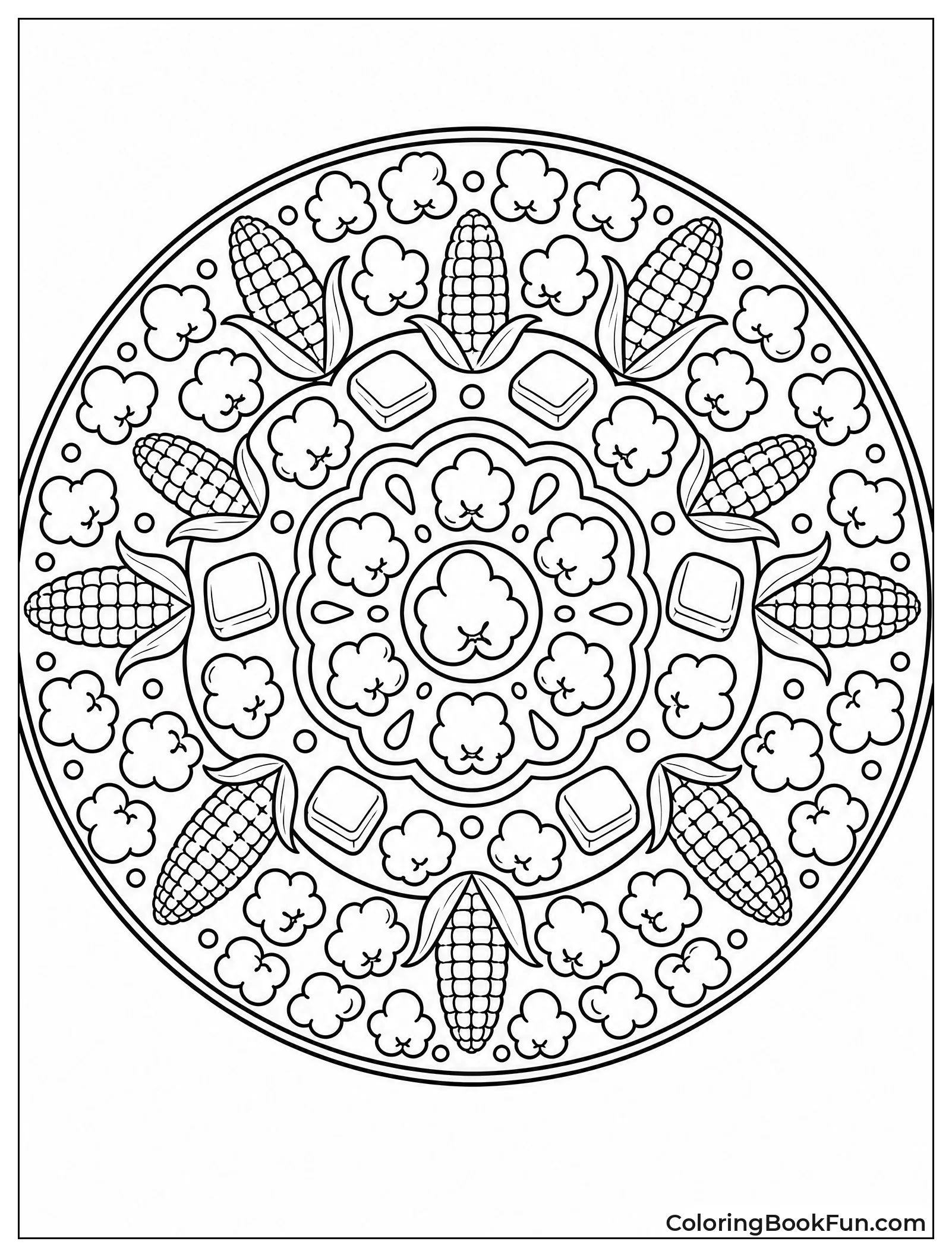Intricate Popcorn Mandala Design