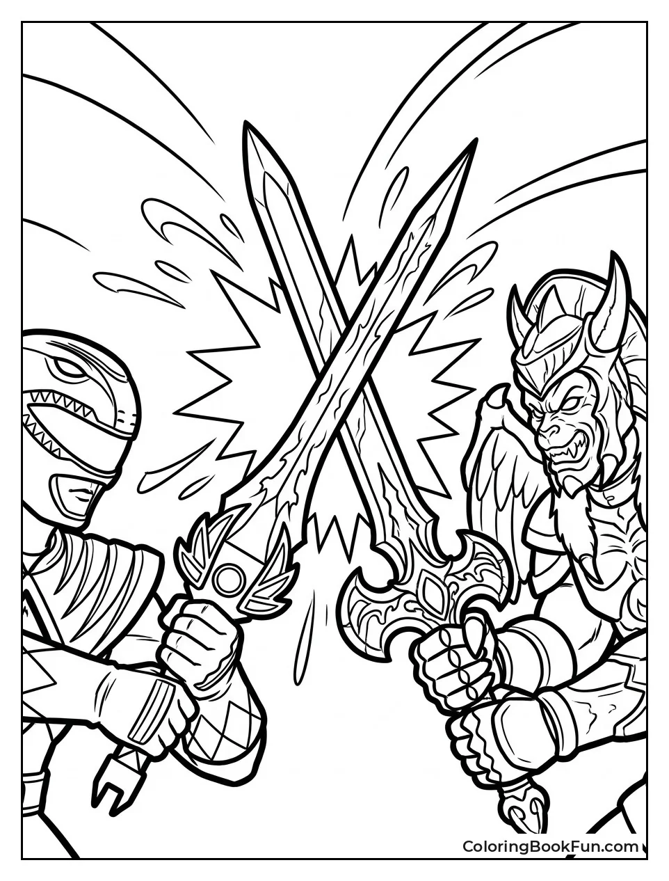 Ranger Sword Clashes with Goldar