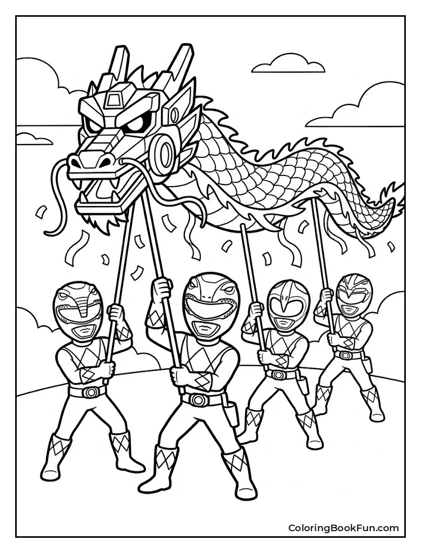 Rangers Dance with Zord Dragon