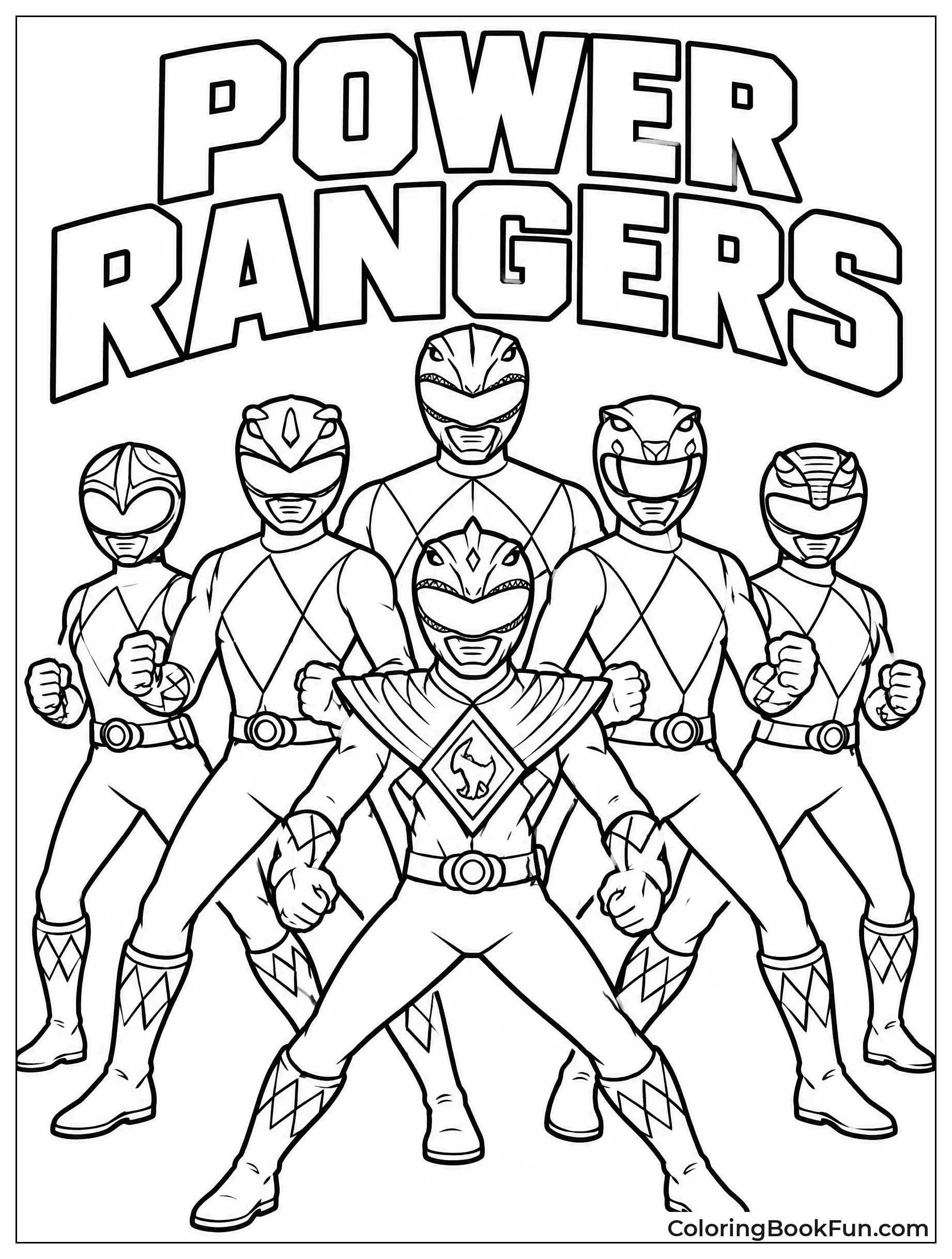 Mighty Morphin Team Stands in V