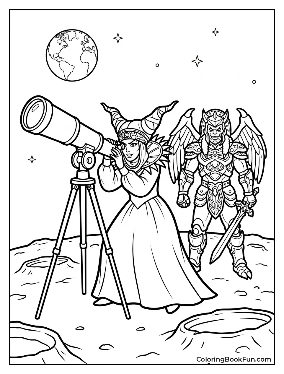 Rita Looks Through Moon Telescope