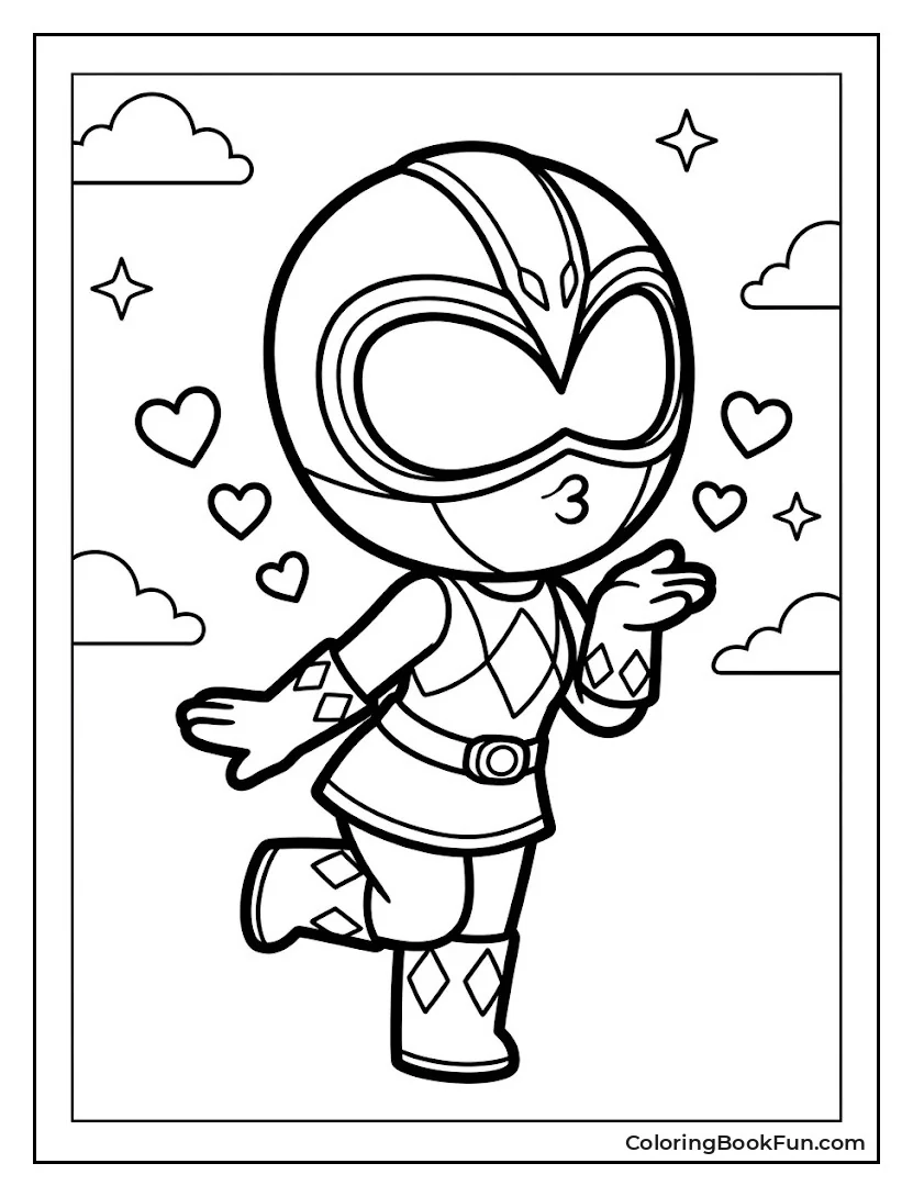Pink Ranger Blows Kiss with Hearts