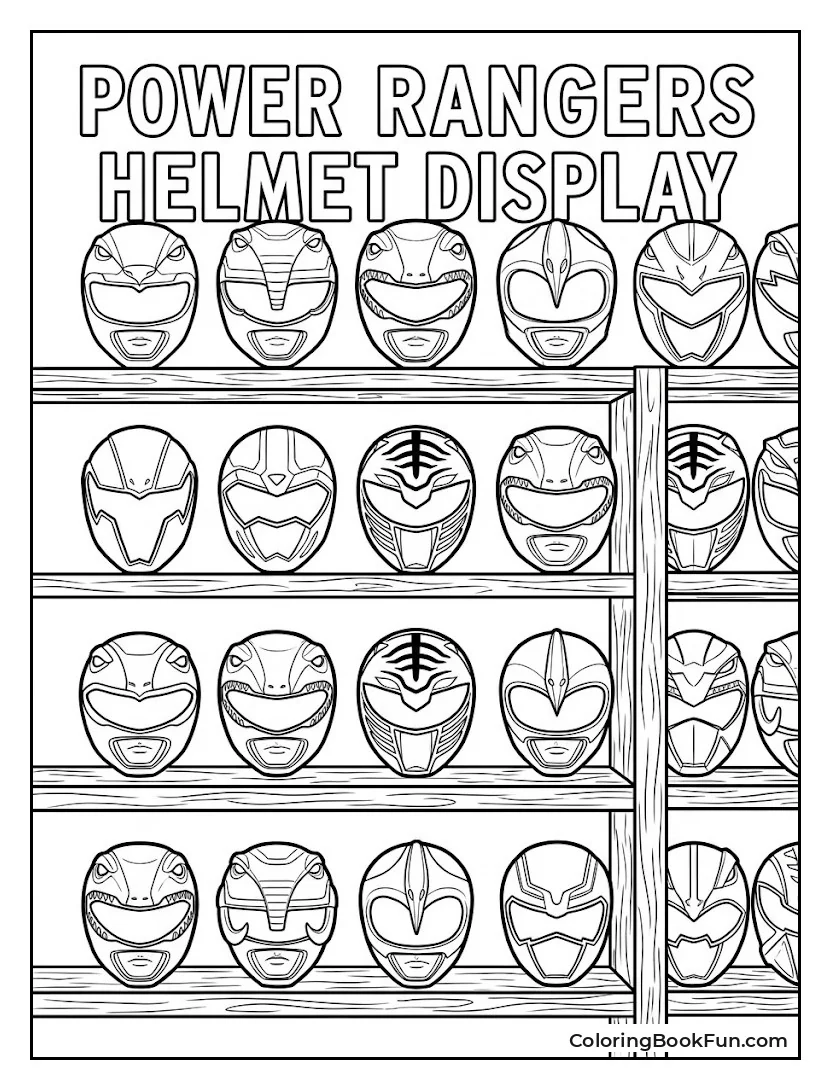 Helmets Sit on Display Shelf