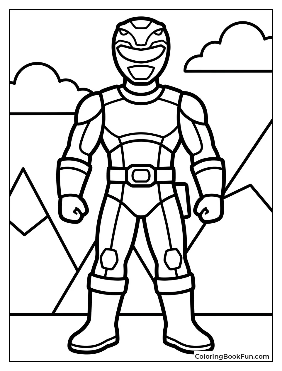 Simple Red Ranger Outline for Kids