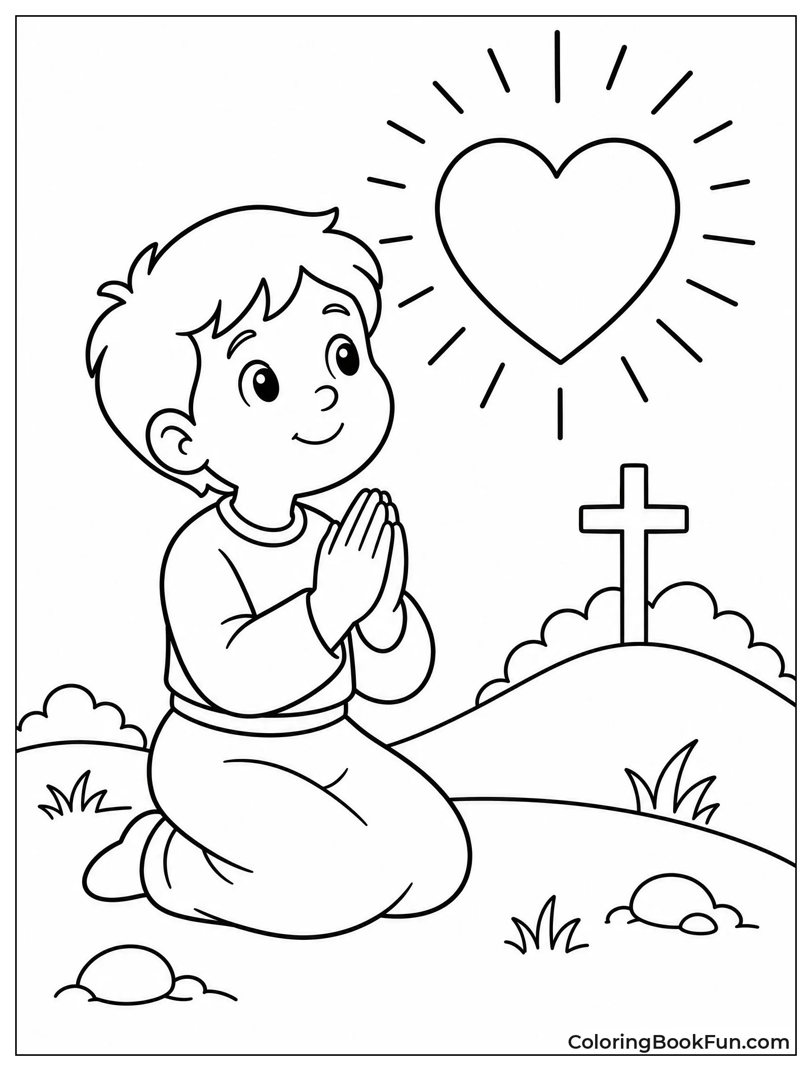 Child Praying with Glowing Heart