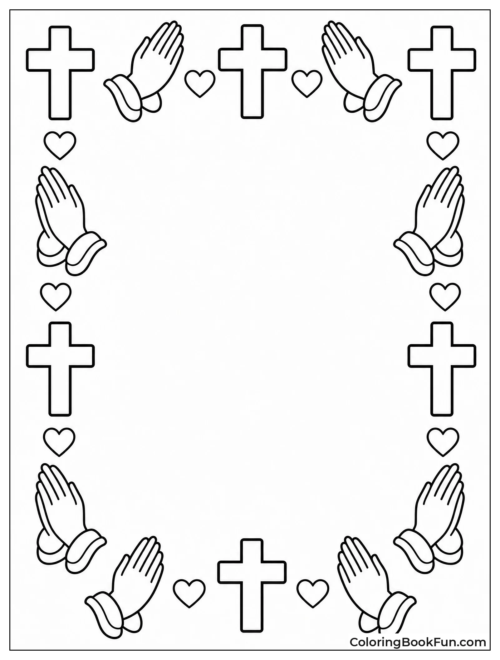 Praying Hands Border with Crosses