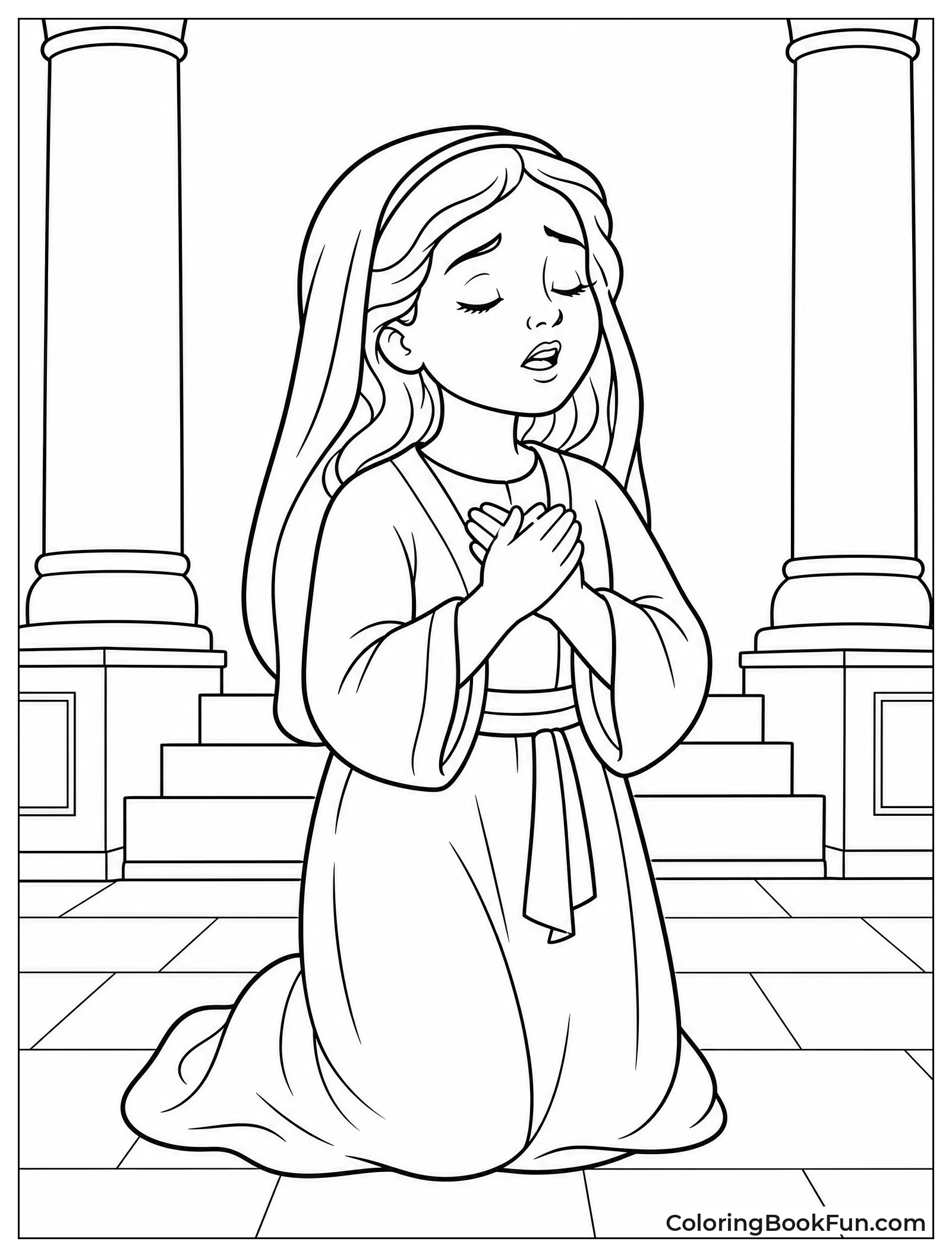 Hannah Praying with Hands on Heart