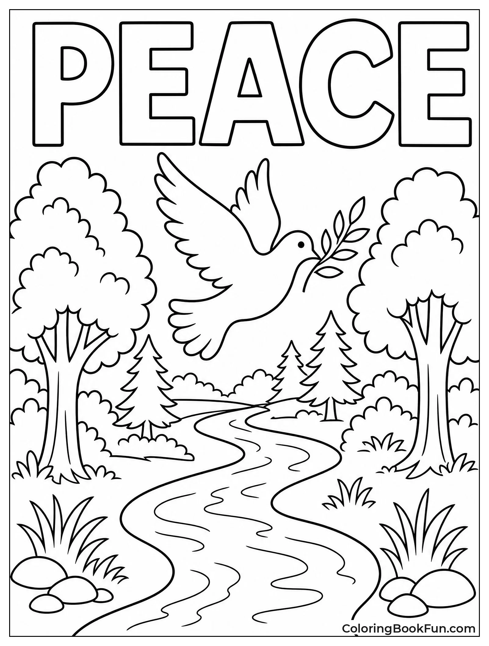 Dove Flying Over Peaceful River