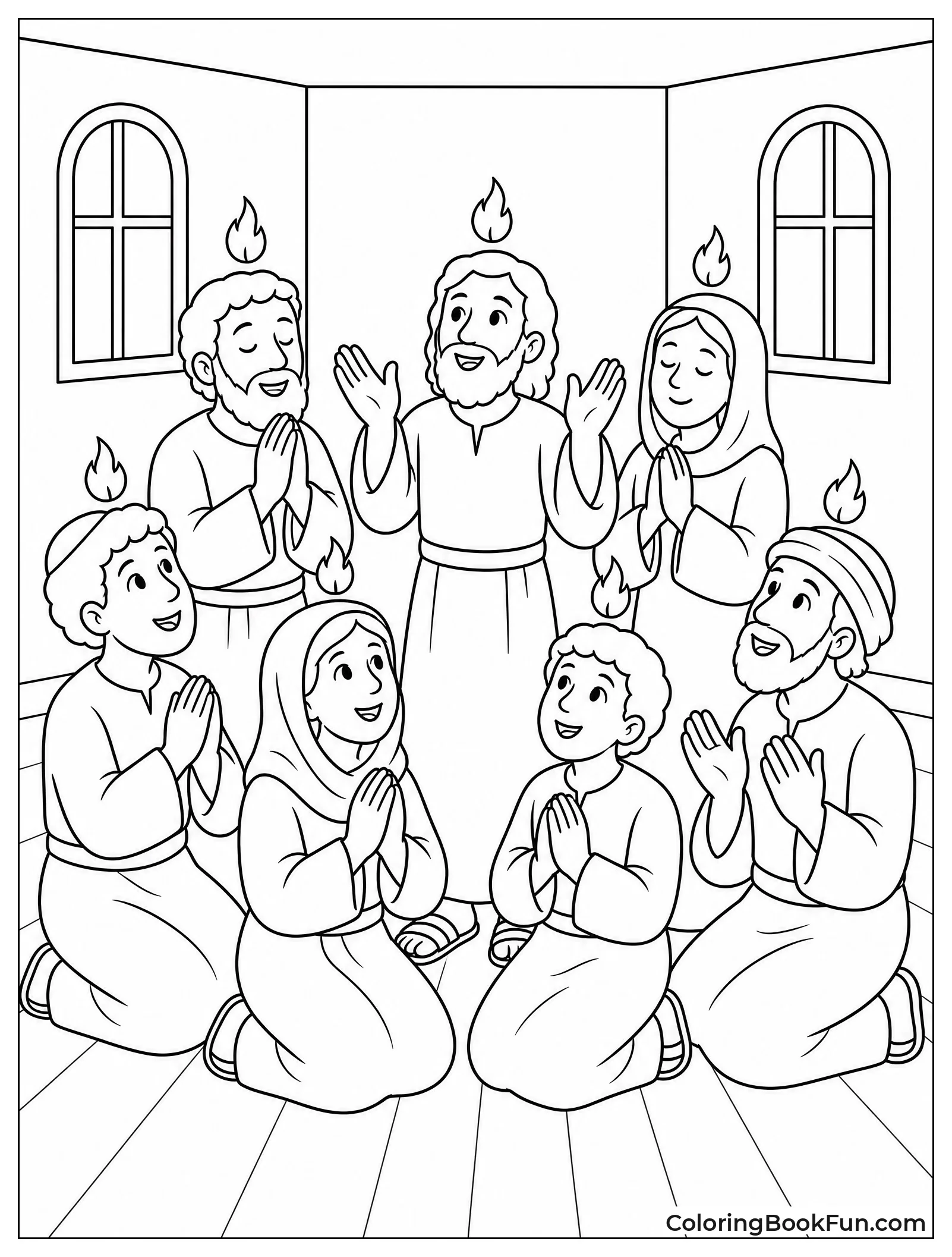 Flames Above Heads in Prayer