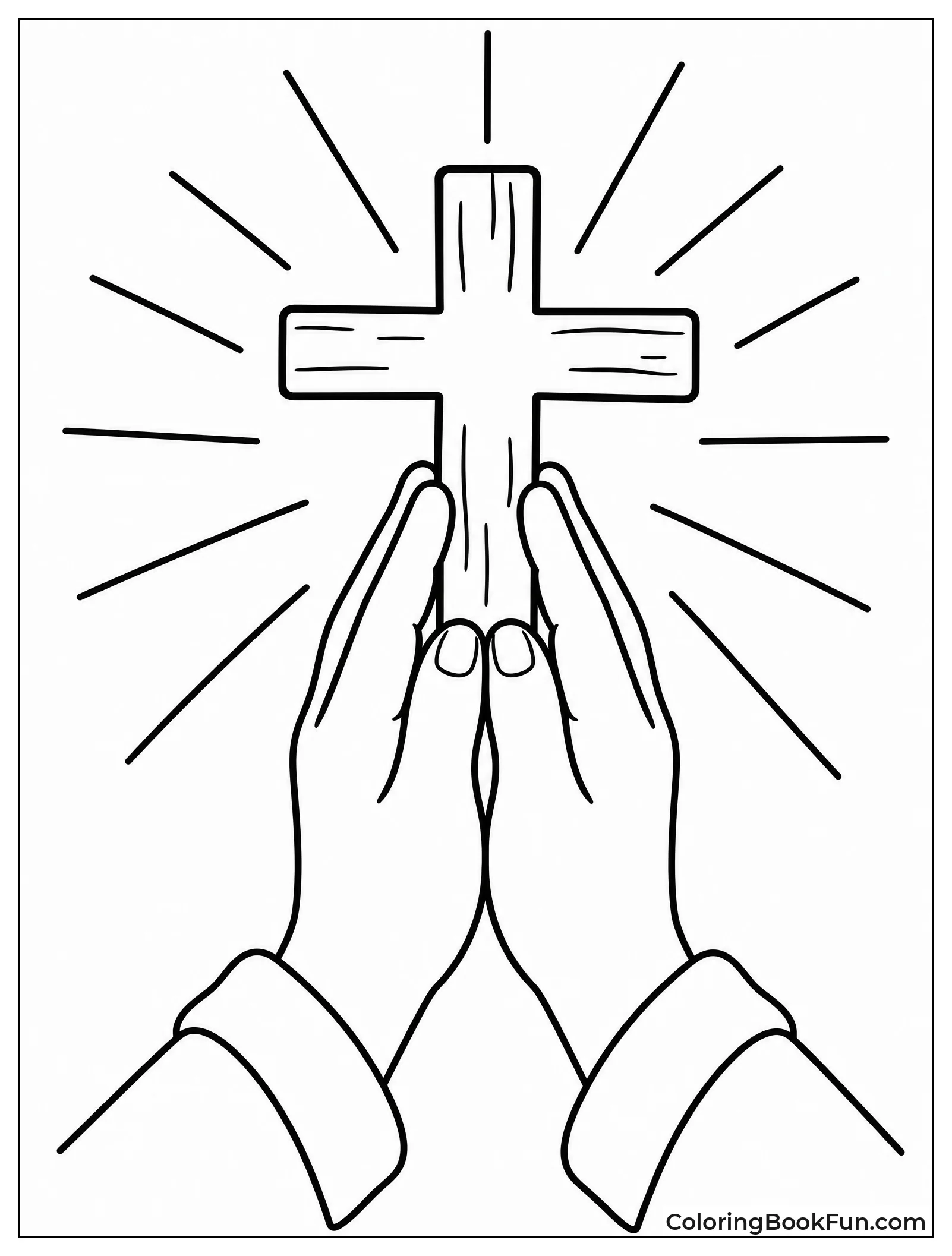 Praying Hands Holding Wooden Cross