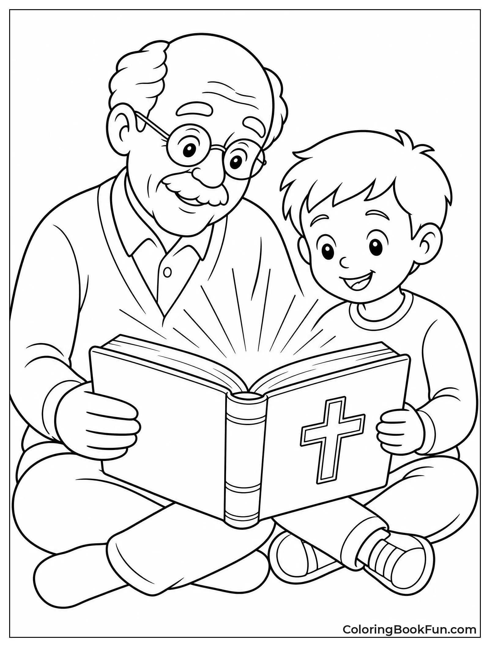 Grandparent and Child Reading Bible