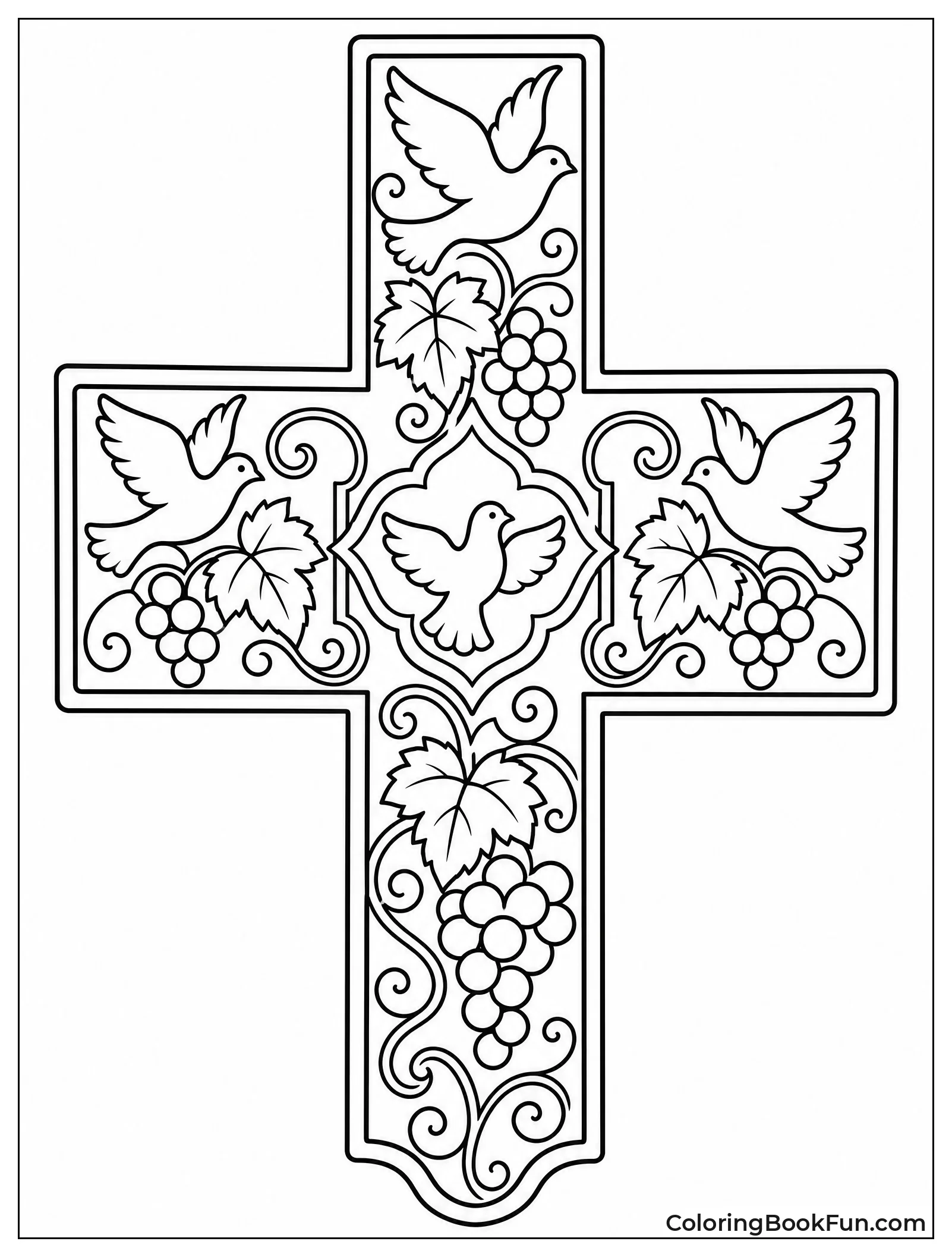 Stained Glass Cross with Doves
