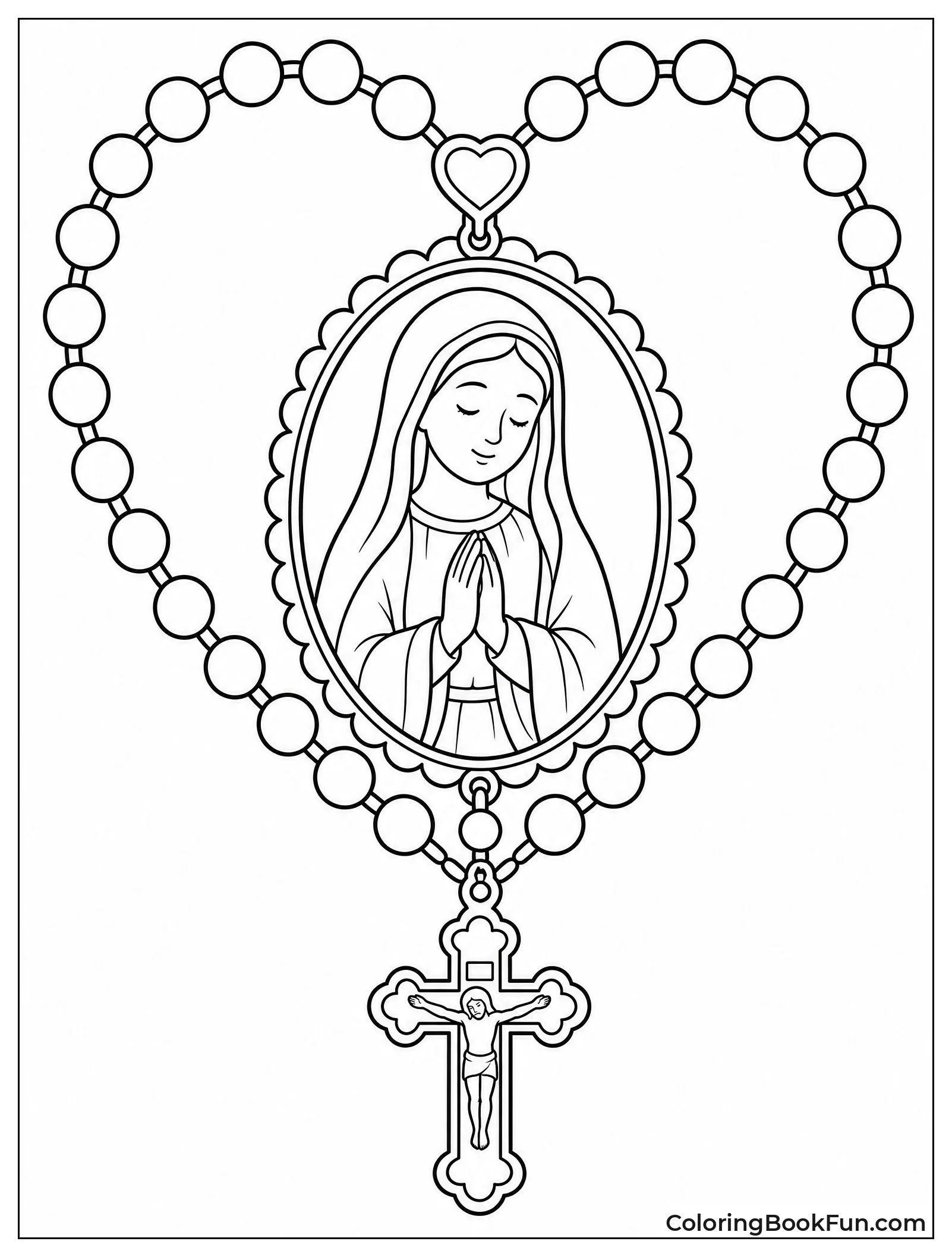 Rosary Beads Forming a Heart