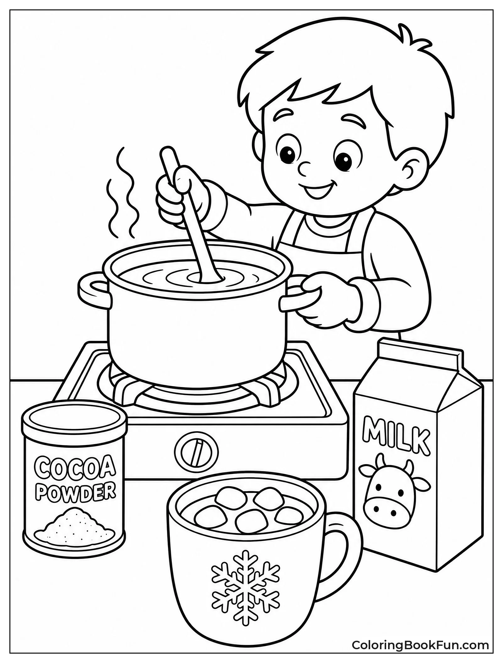 Child Stirring Hot Chocolate on Stove