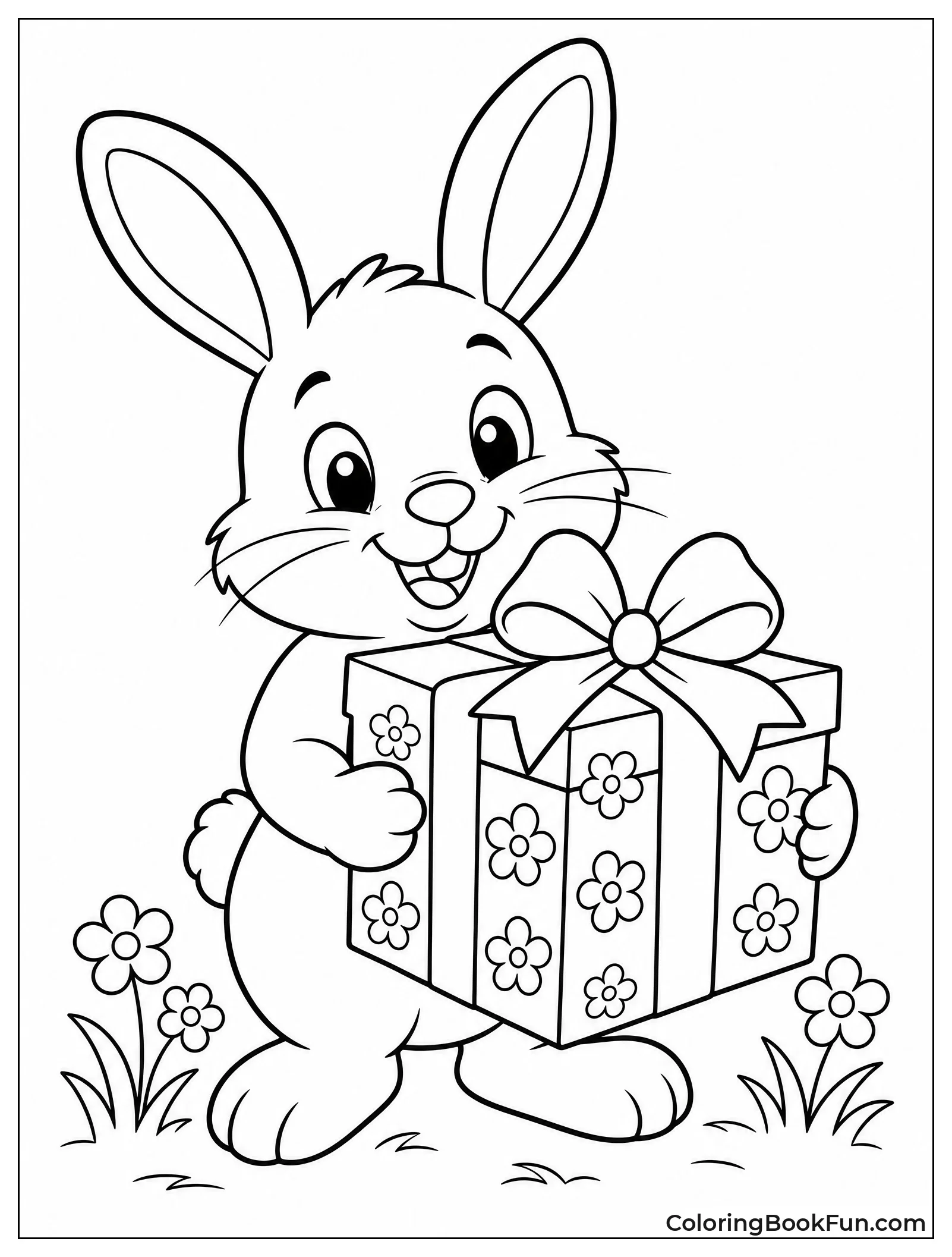 Bunny Holding a Spring Gift