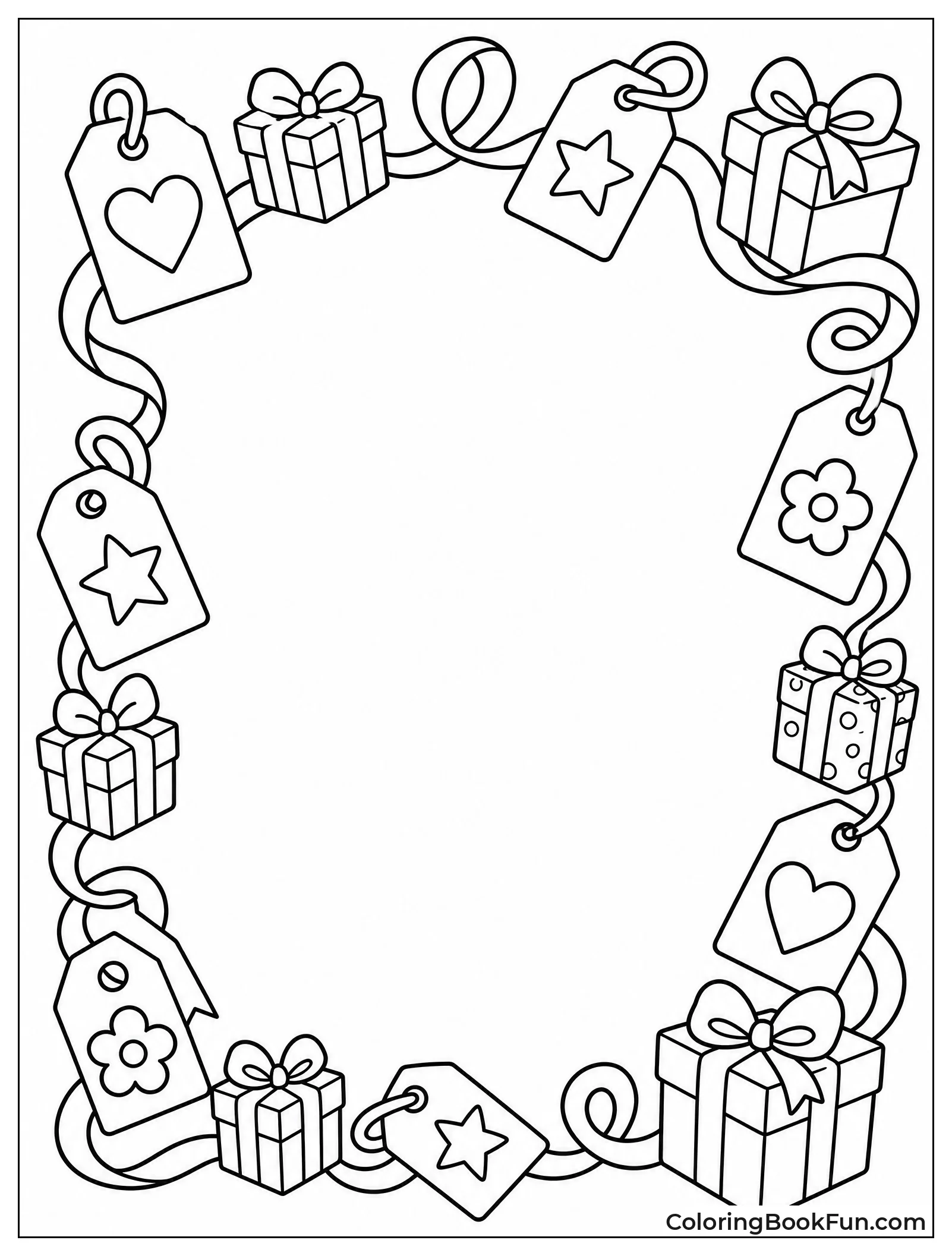 Frame of Gift Tags and Ribbons