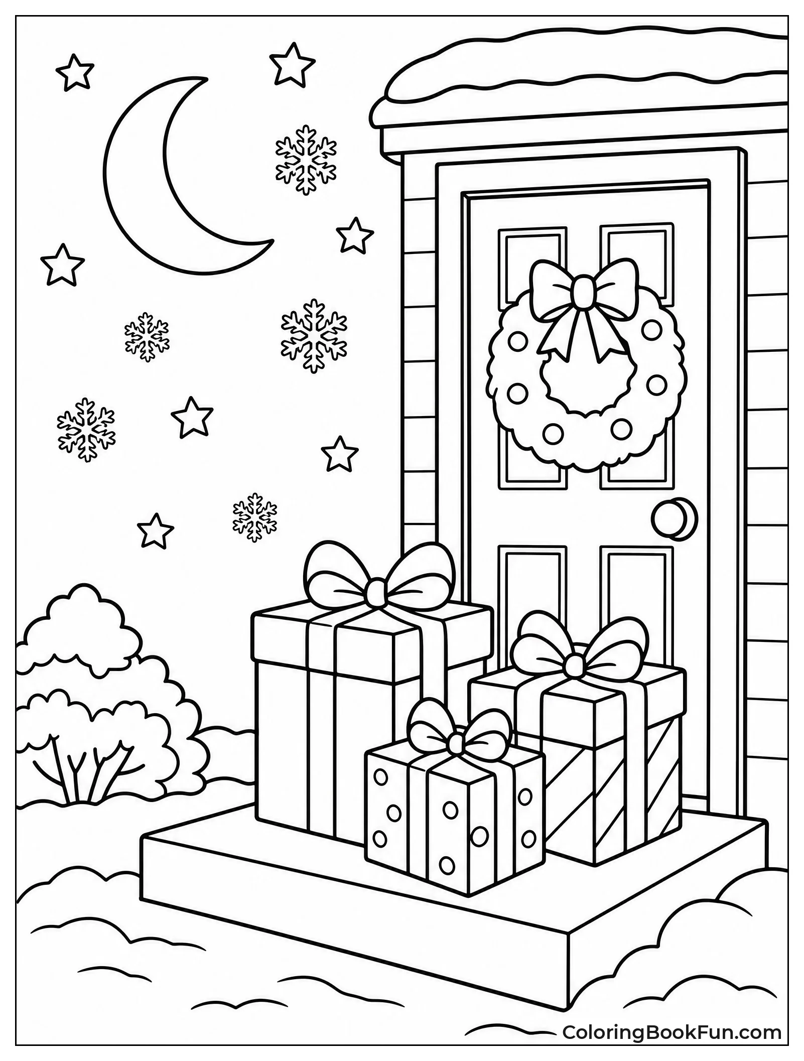 Presents Left on a Doorstep at Night