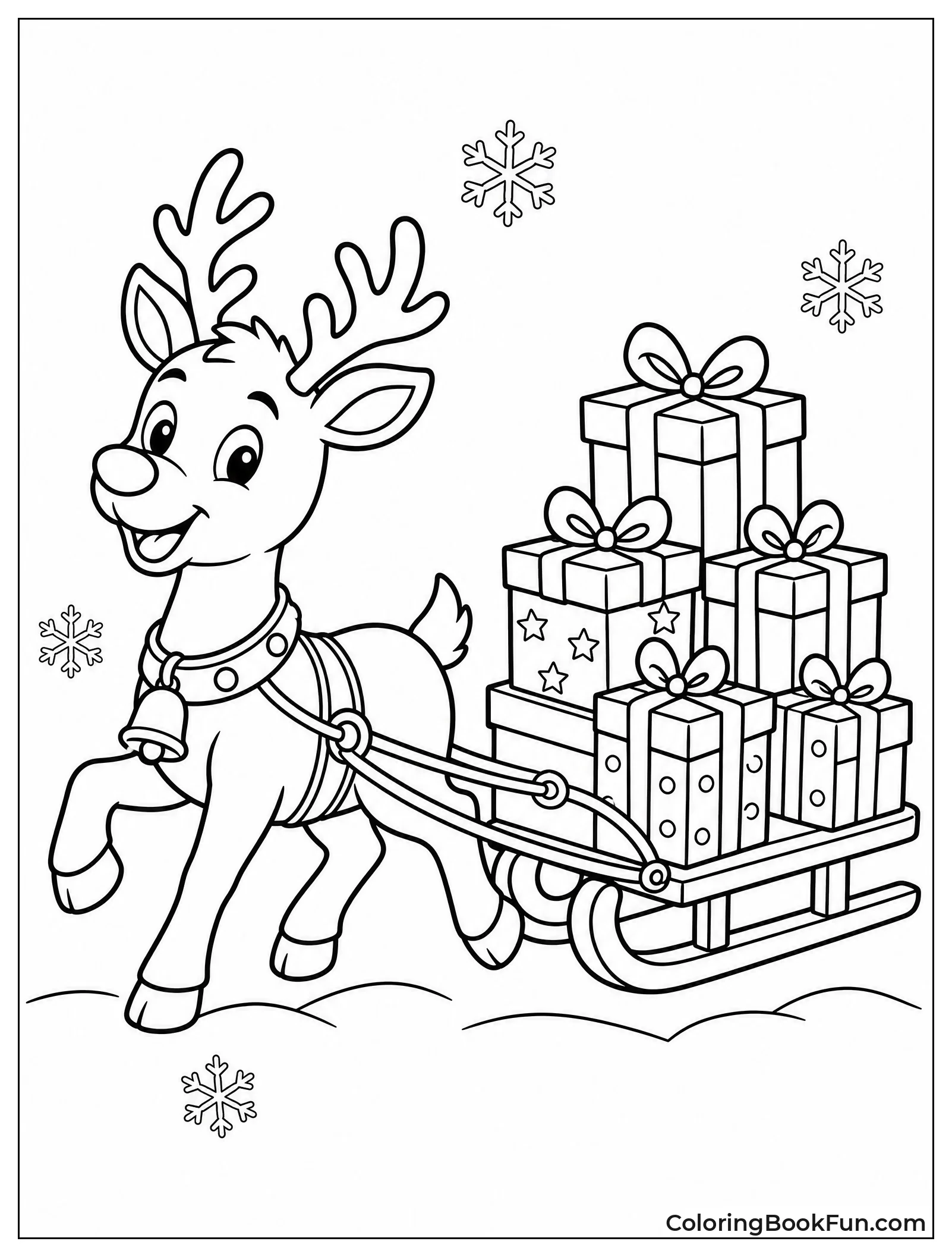 Reindeer Pulling a Sled of Gifts