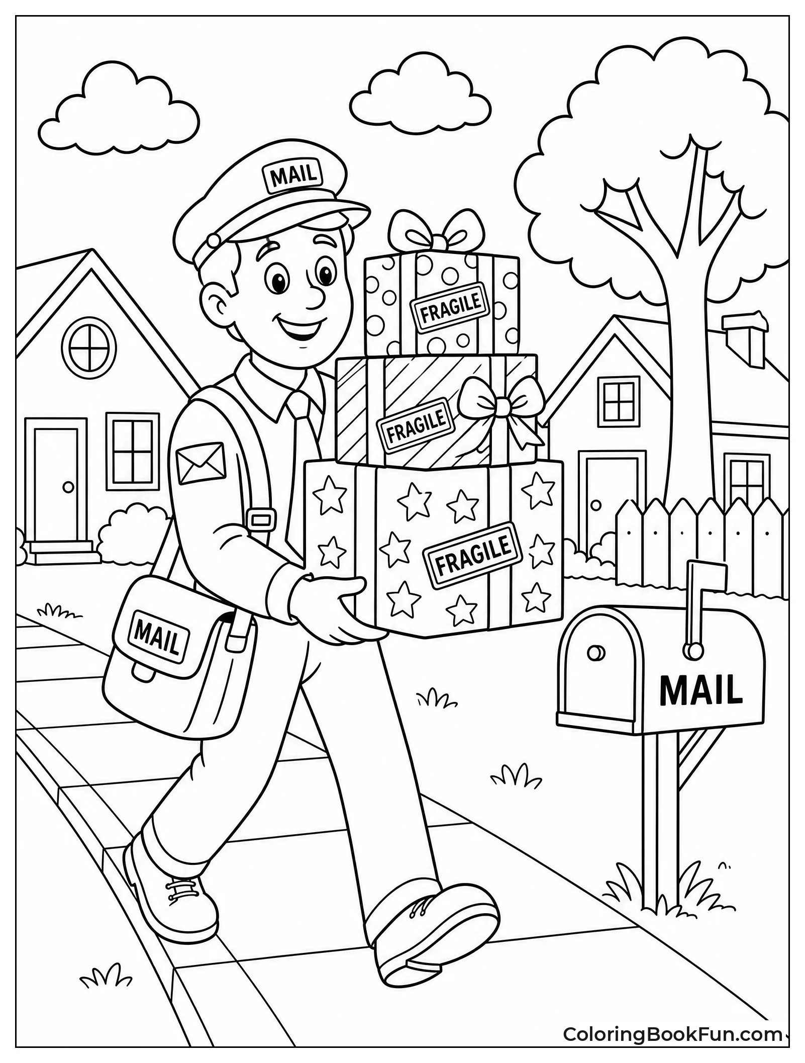 Mail Carrier Delivering Gift Boxes
