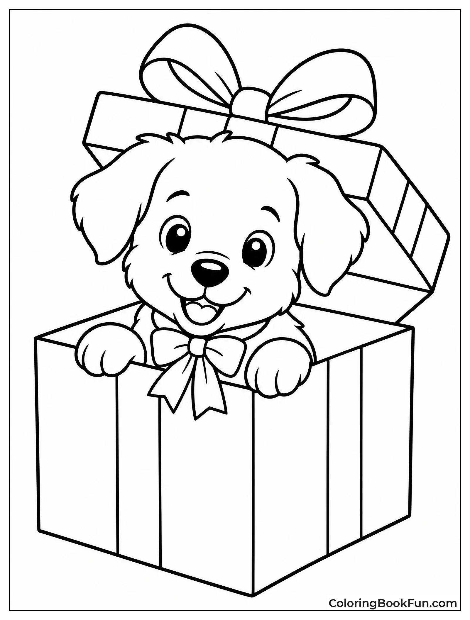 Puppy Peeking from a Gift Box