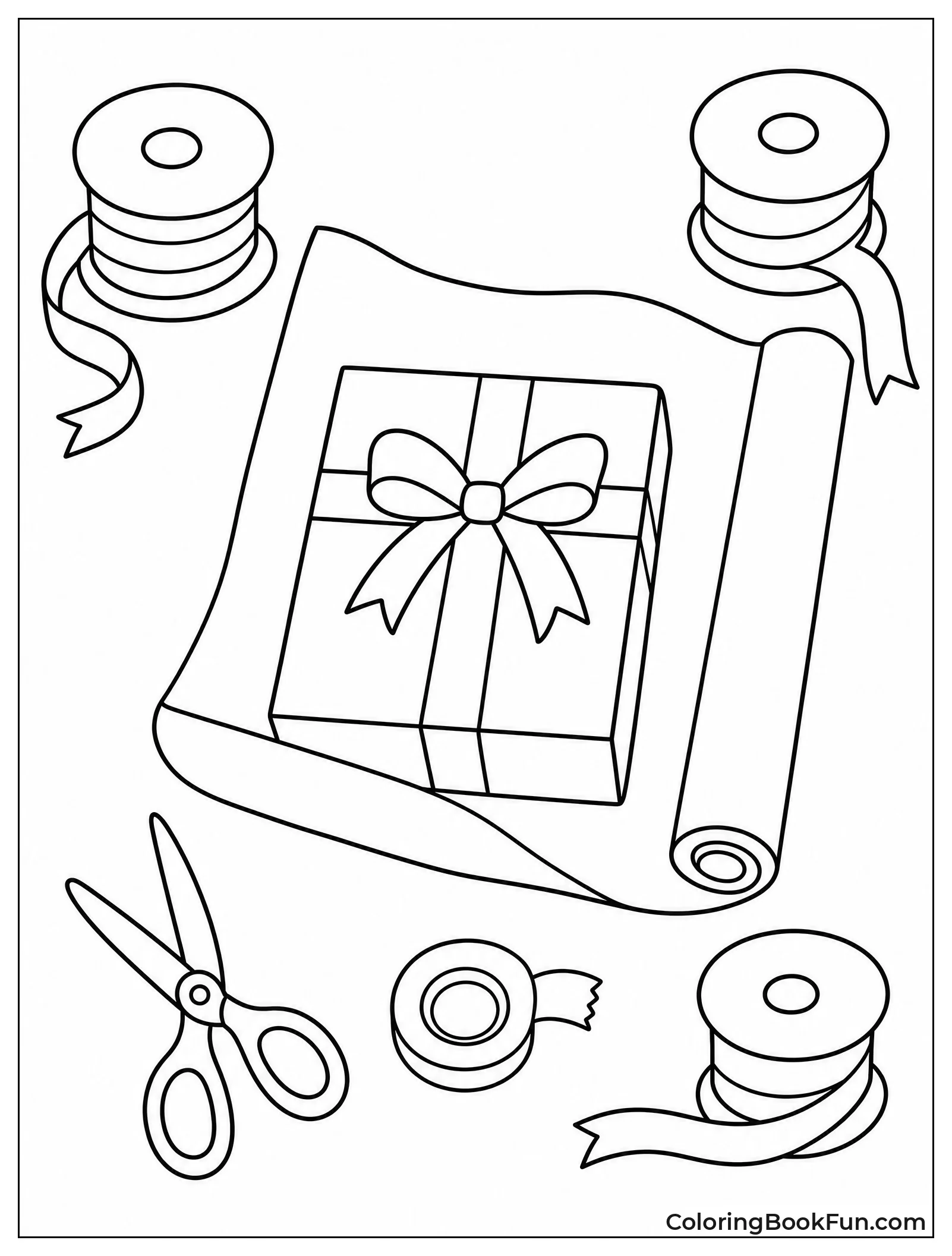 Desk with Wrapping Supplies