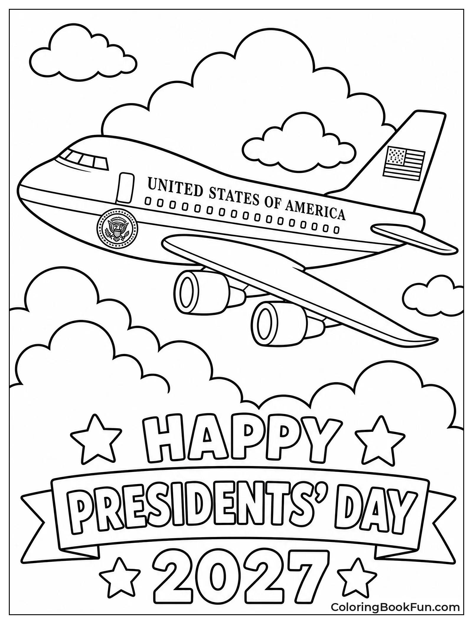 Air Force One Flying Through Clouds