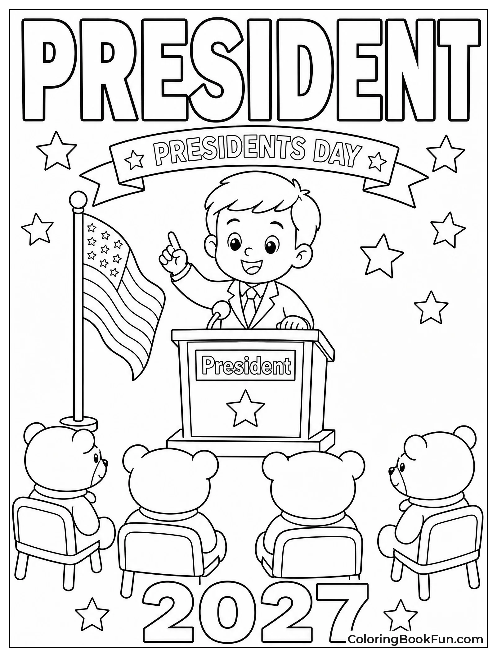 Child Giving Speech to Teddy Bears