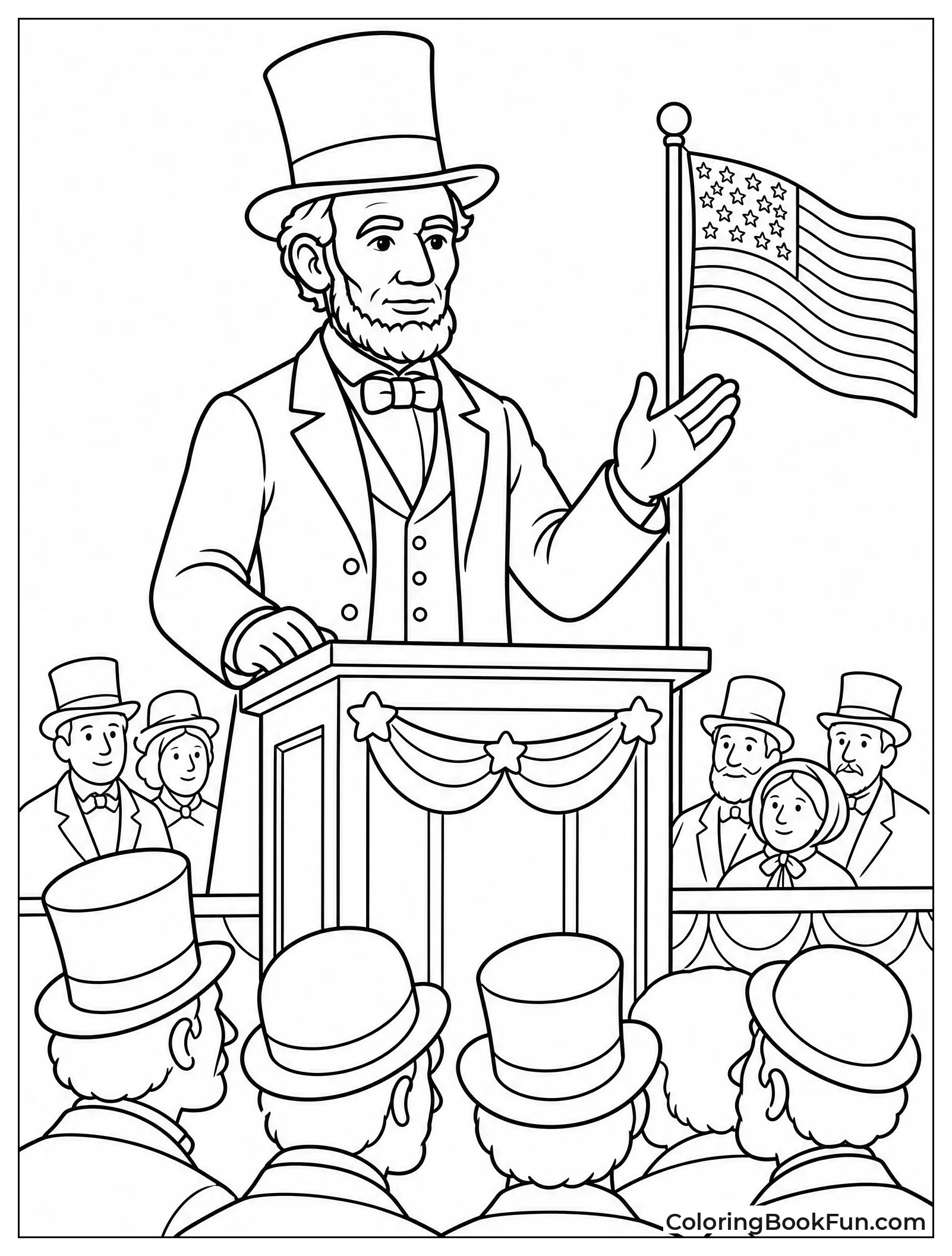 Lincoln Speaking at Gettysburg to Crowd