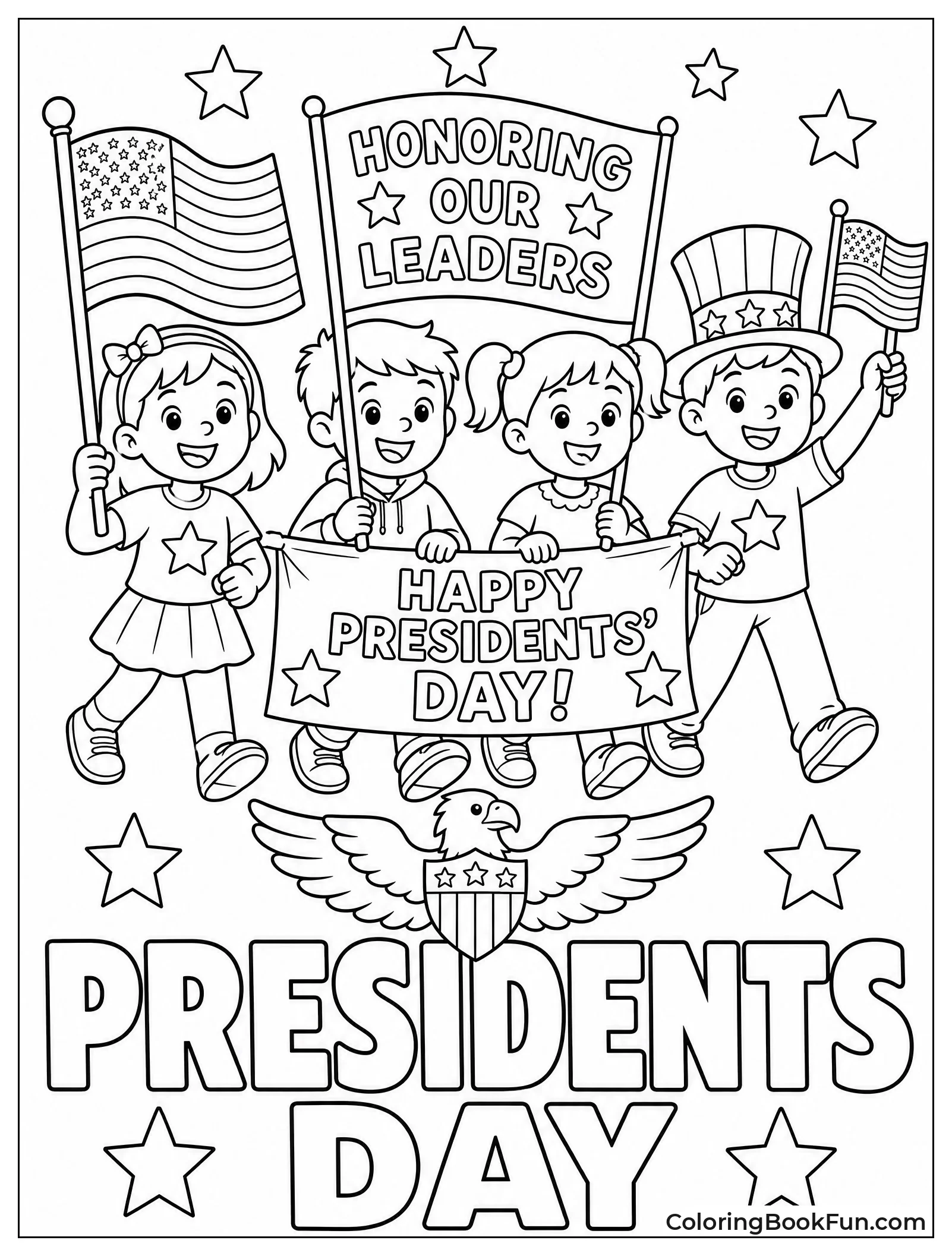 Kids Marching in Presidents Day Parade