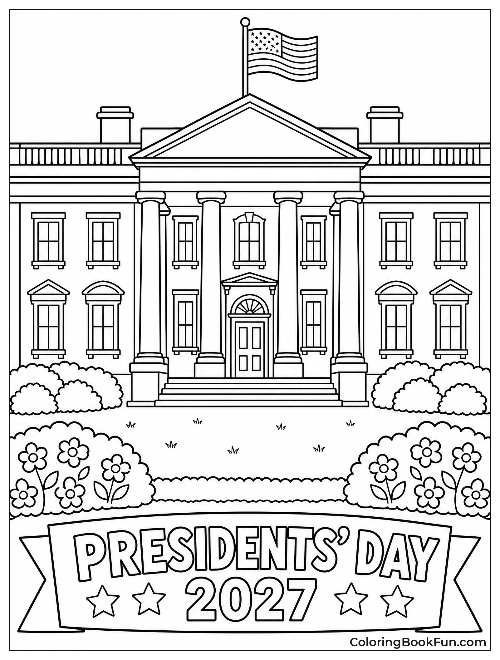 White House with Flag Flying