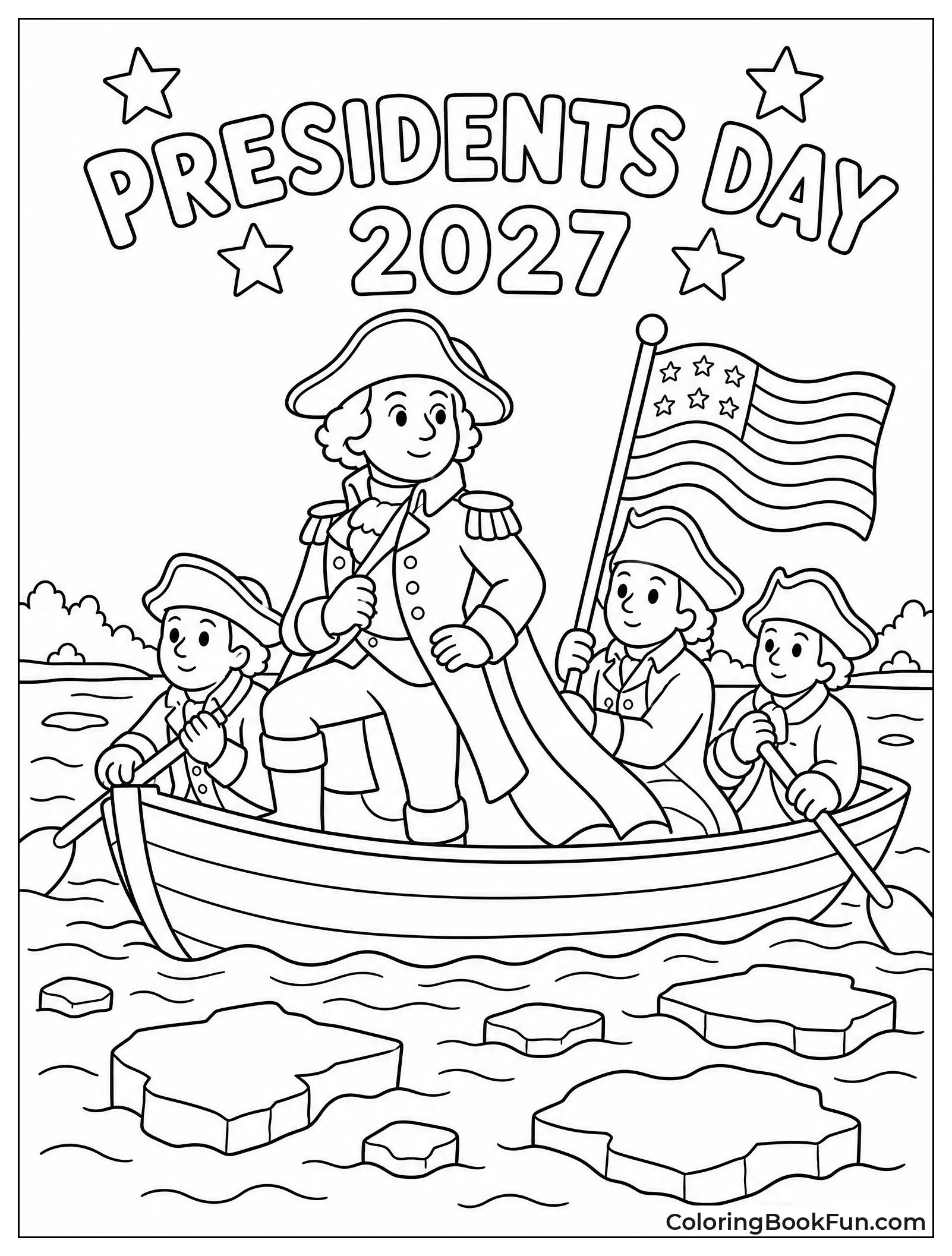 Washington Crossing Icy River in Boat
