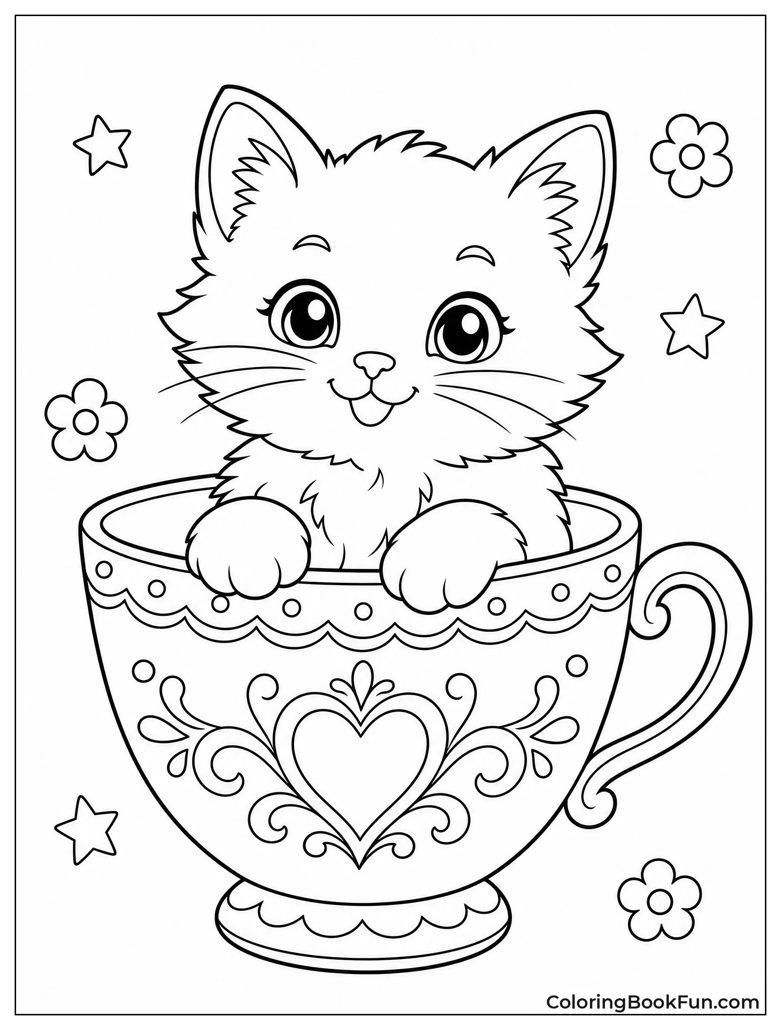 Fluffy Kitten in Teacup
