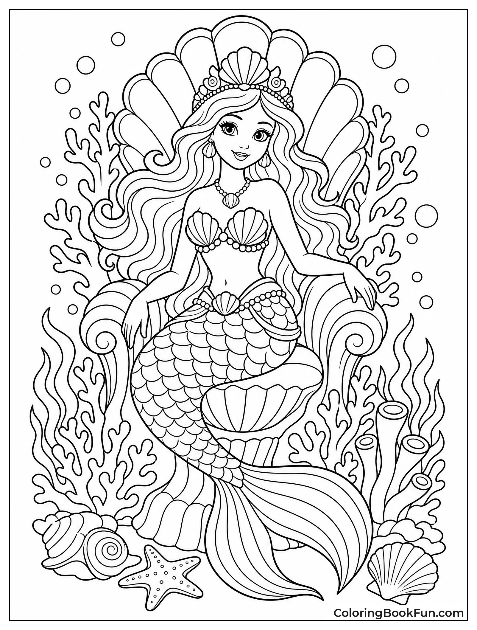 Mermaid on Coral Throne