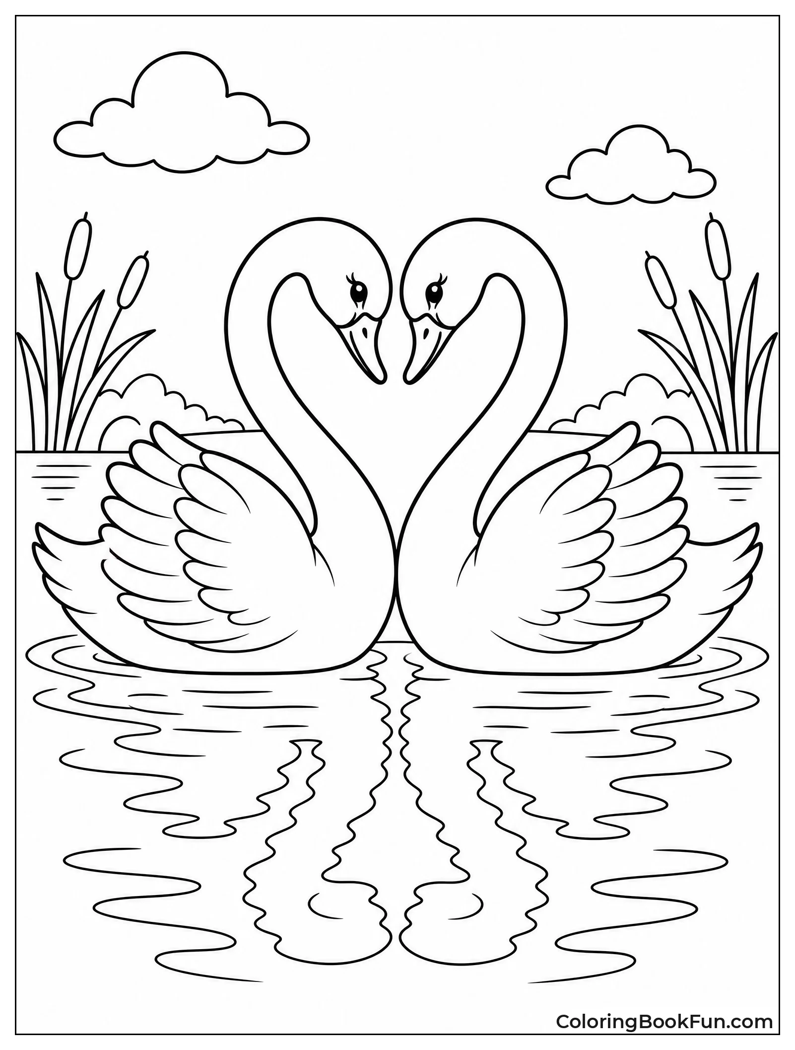 Swans Making Heart Shape