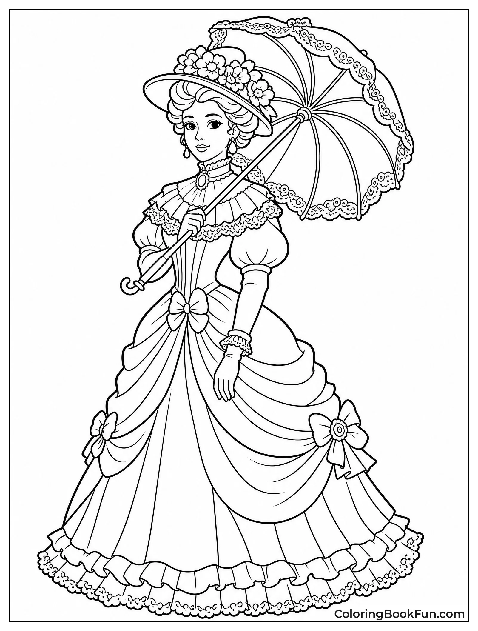 Lady Holding Lace Parasol