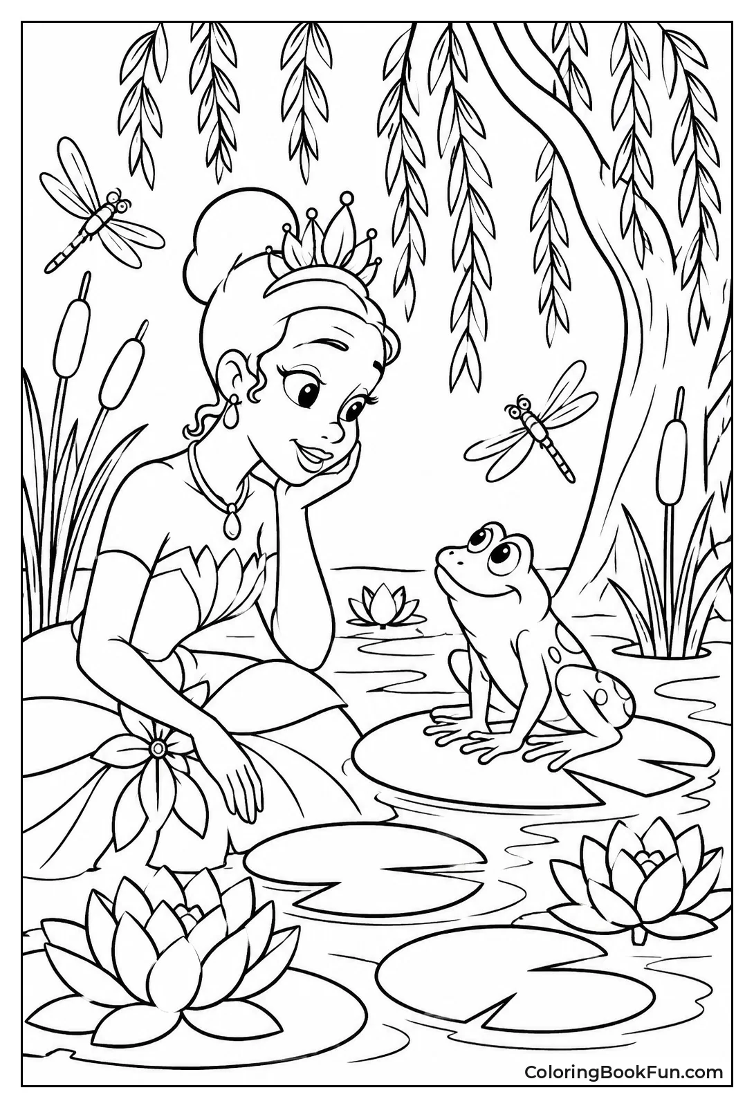 Swamp with Lily Pads and Trees
