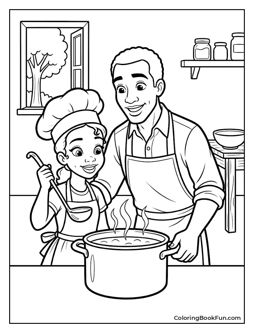 Tiana Cooking Gumbo with Dad